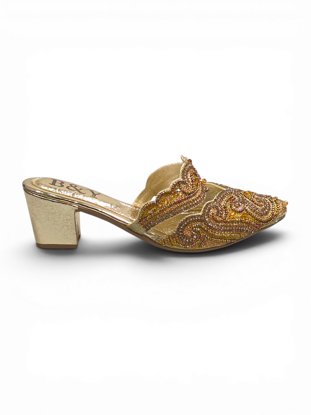 Mule 9751 Dourado Salto Médio 6 cm