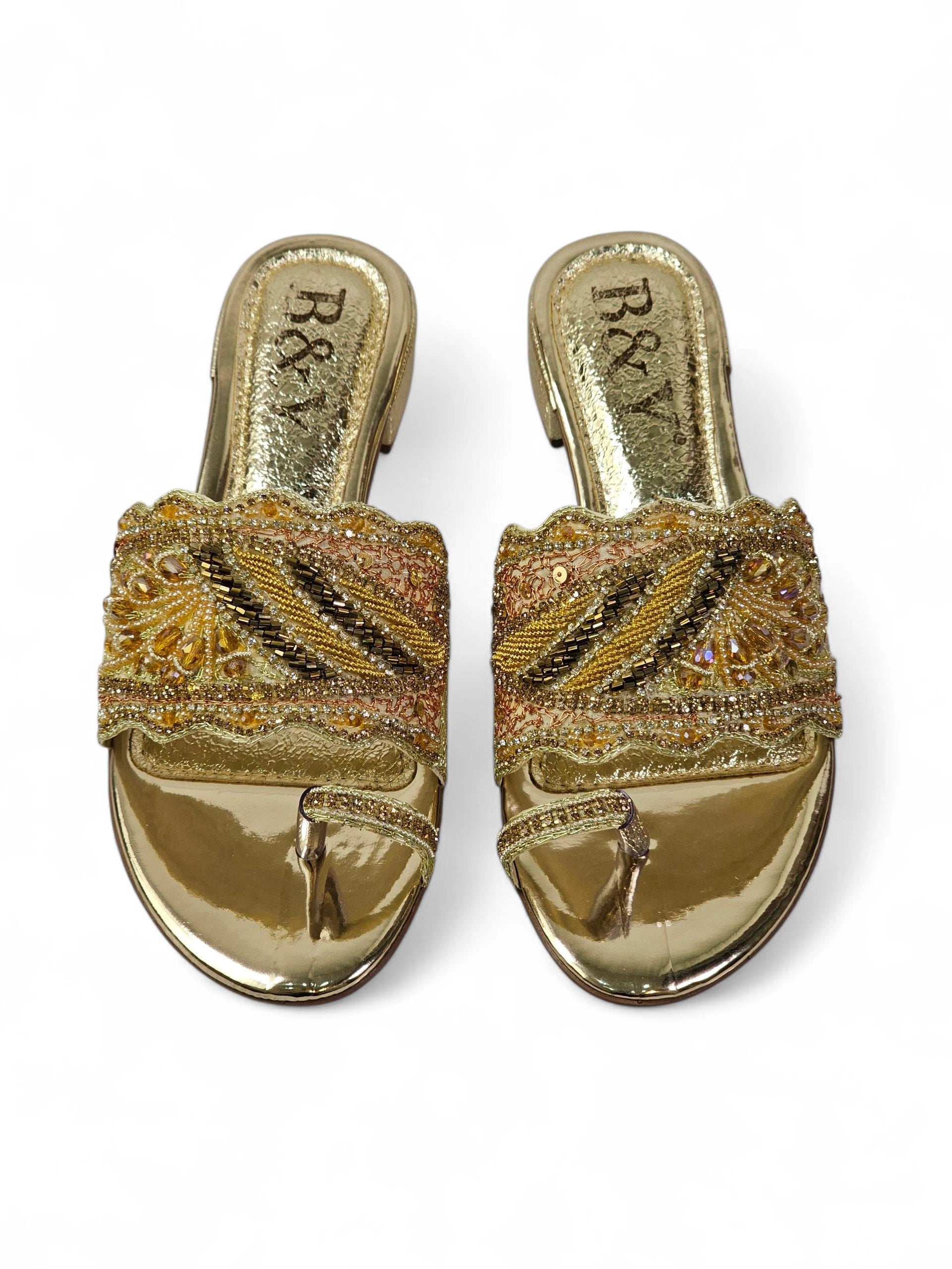 Tamanco 9431 Dourado Salto Bloco