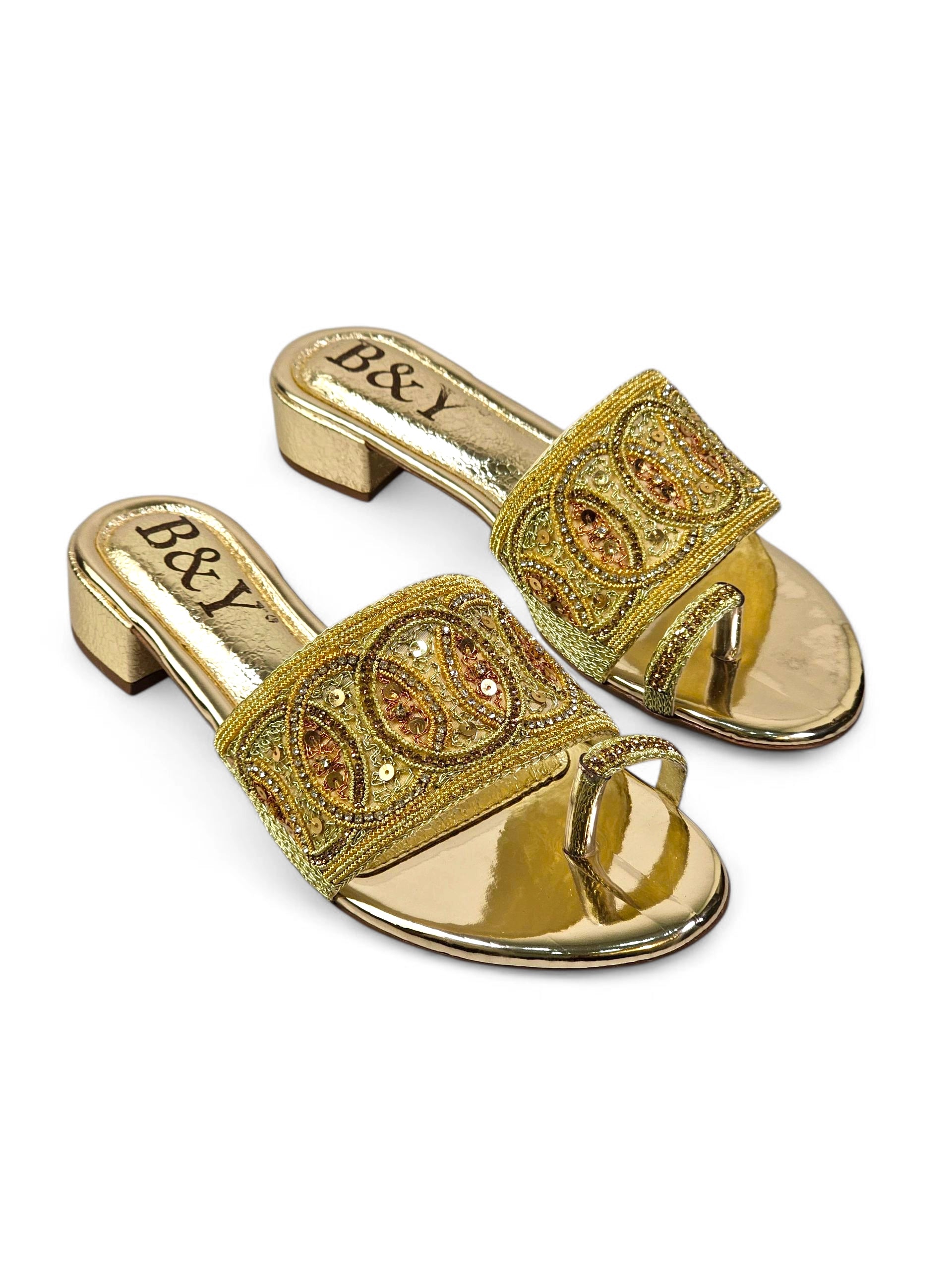 Tamanco 9436 Dourado Salto Bloco