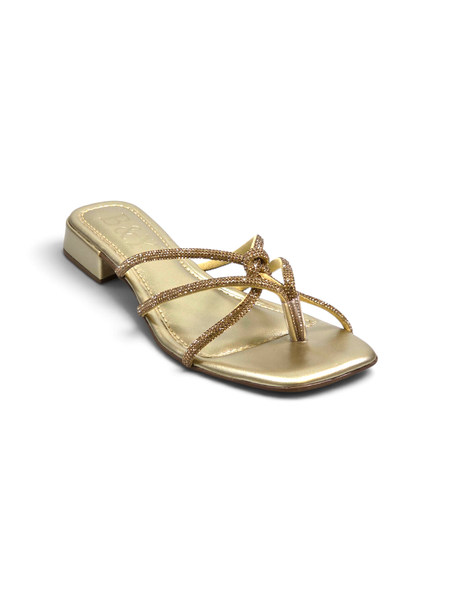 Chinelo 9864 Dourado Salto Baixo 2 cm