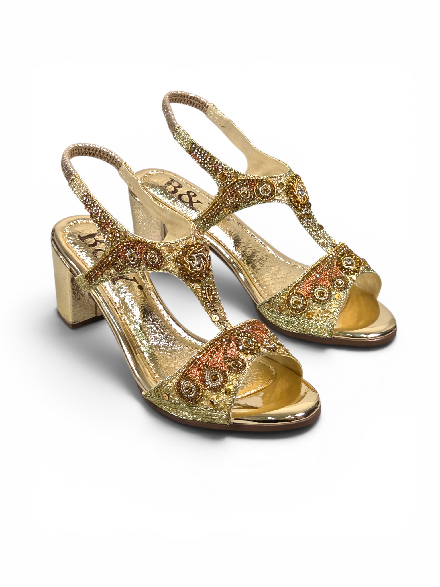 Sandália 9708 Dourado Com Salto Alto 6cm
