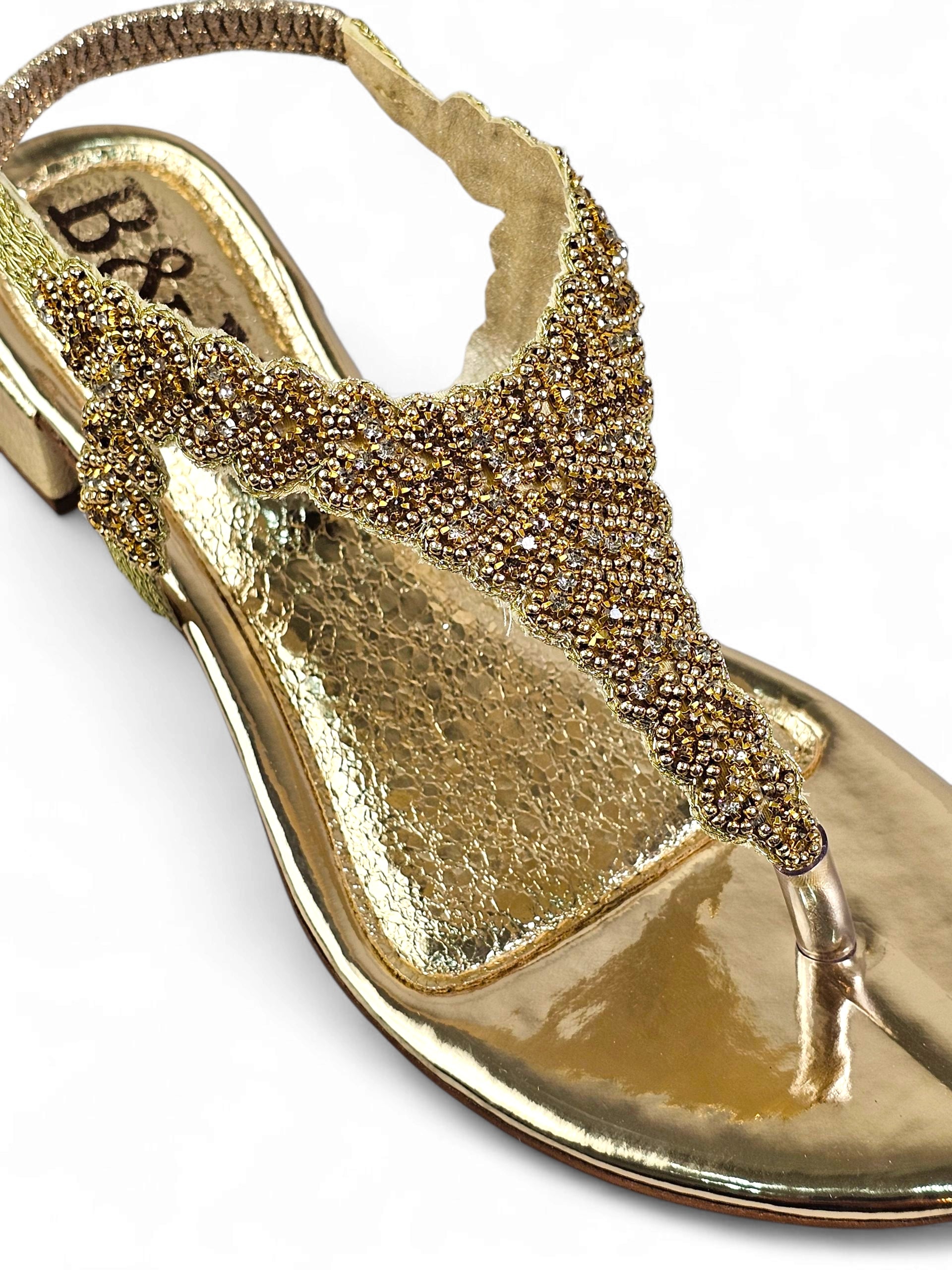 Sandália 8022 Dourado Com Salto Bloco 3 cm