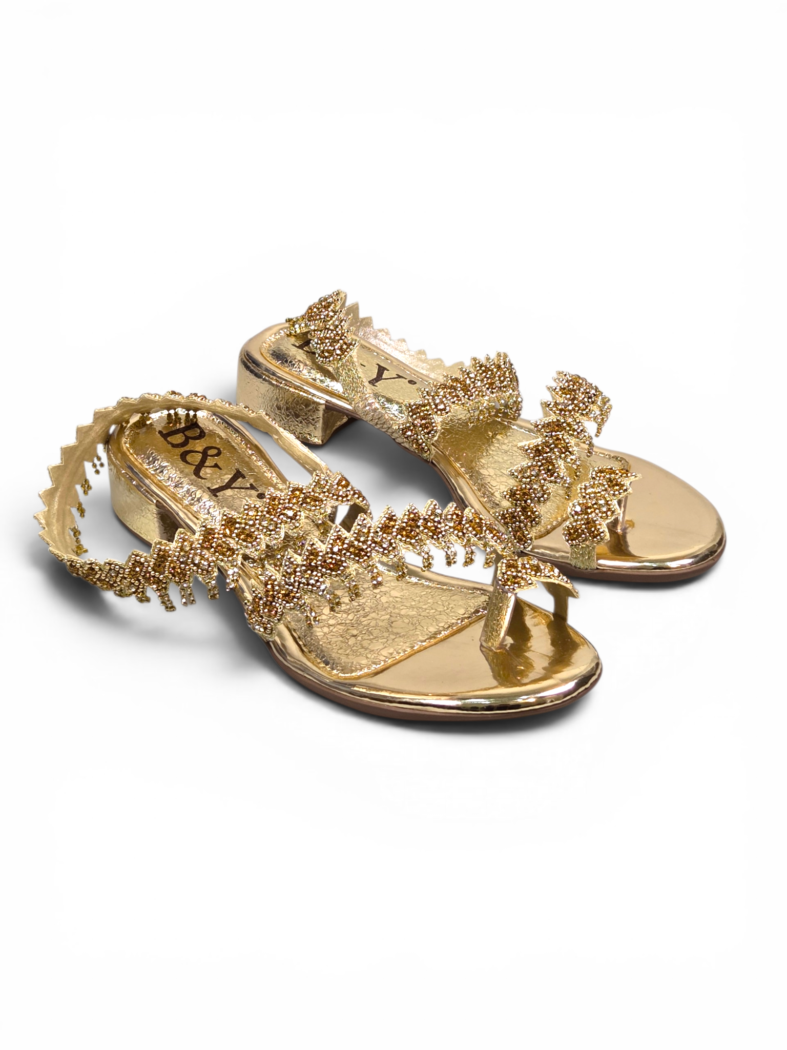 Sandália 9265 Dourado Com Salto Bloco 3cm