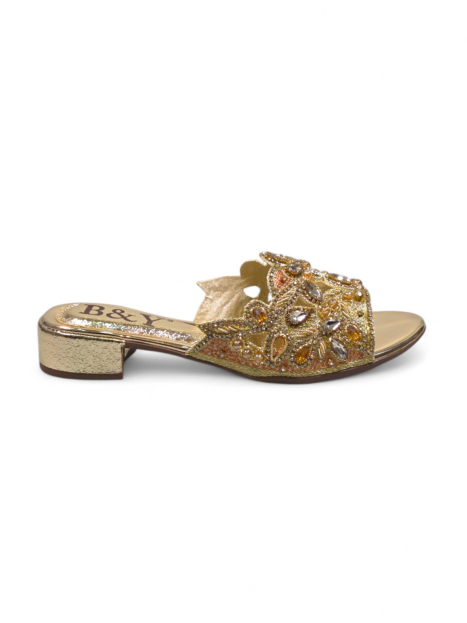 Tamanco 9278 Dourado Salto Bloco 3 cm