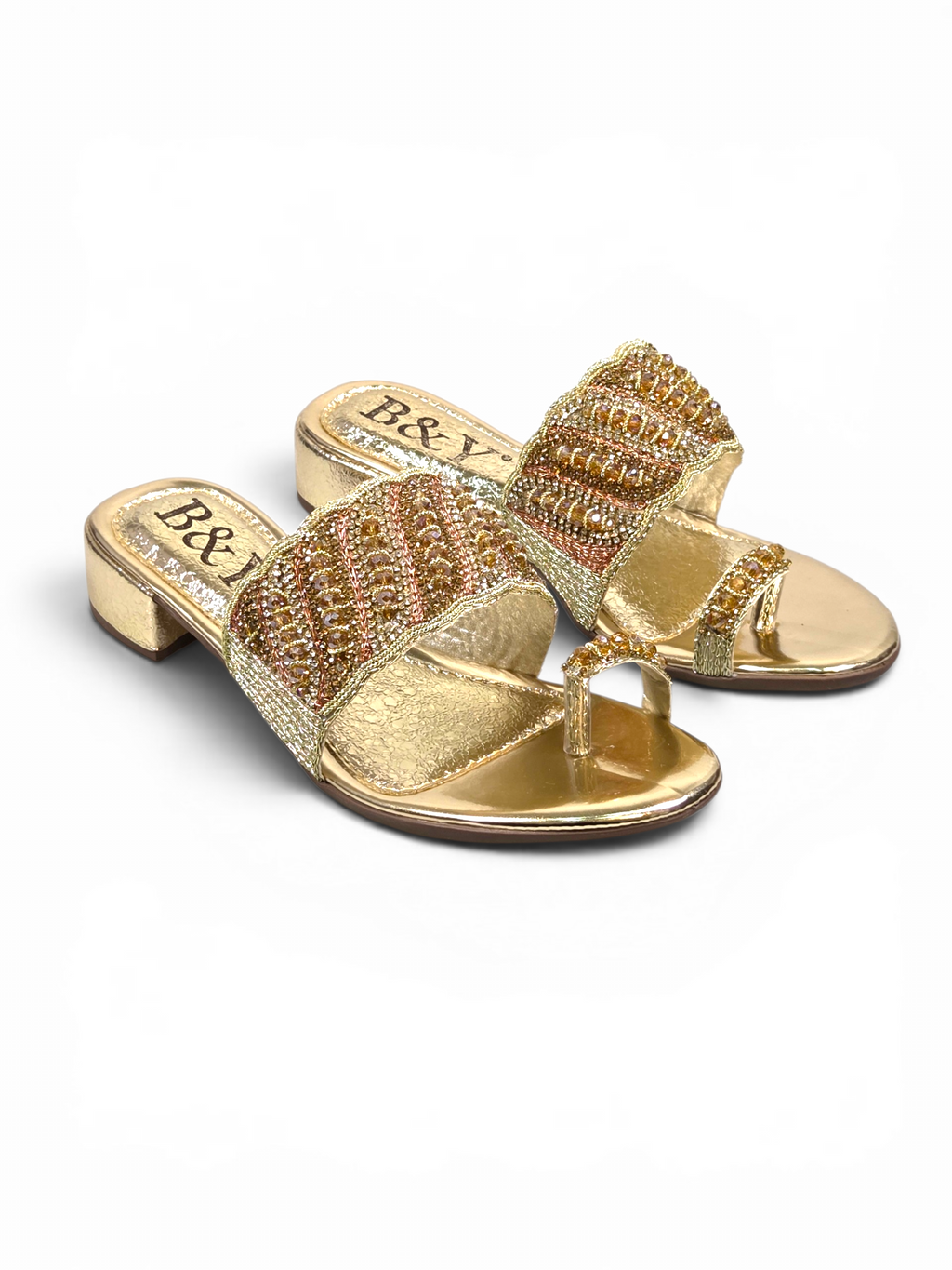 Tamanco 9429 Dourado Salto Bloco 3 cm