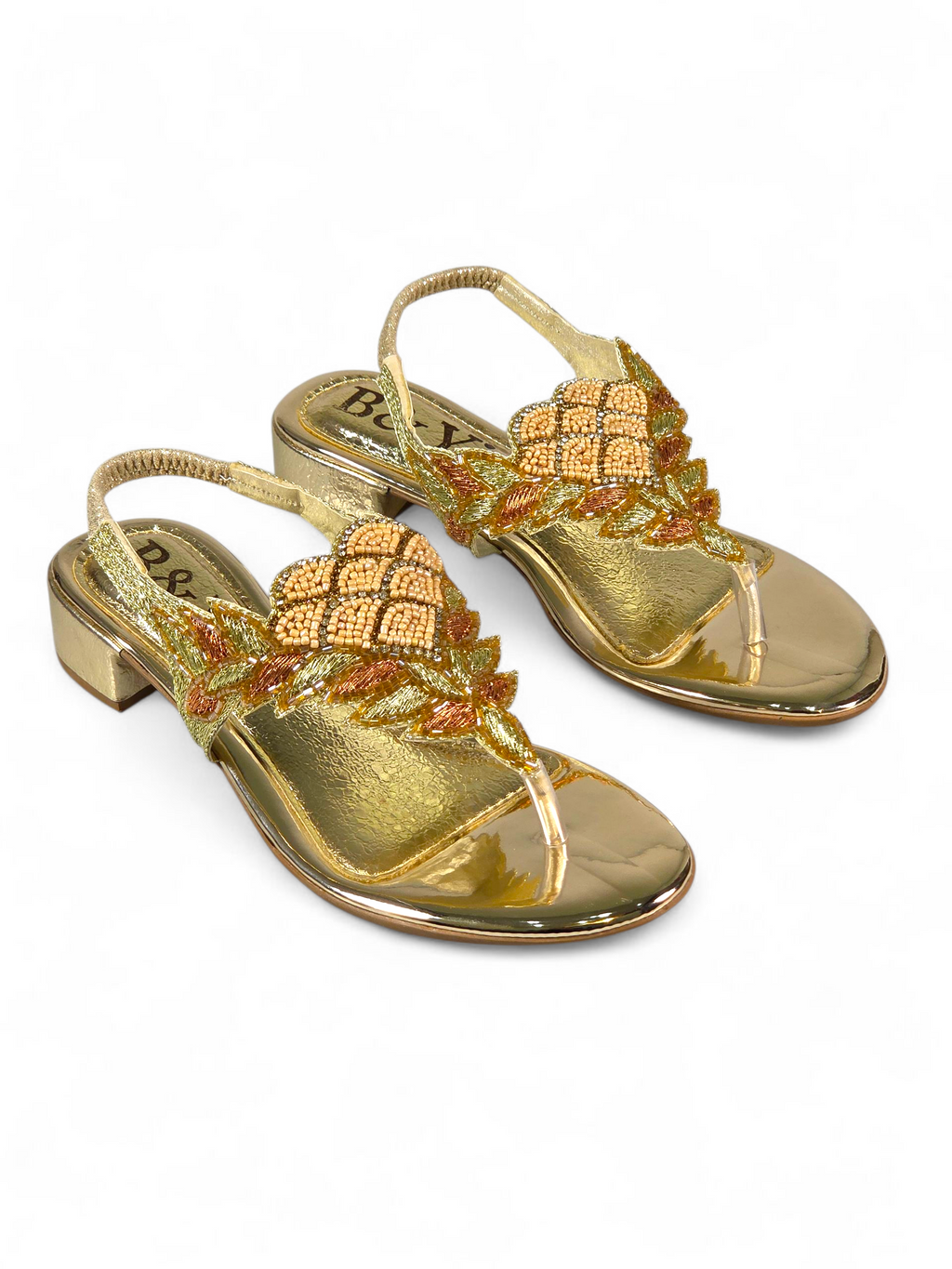 Sandália 9411 Dourado Com Salto Bloco 3cm