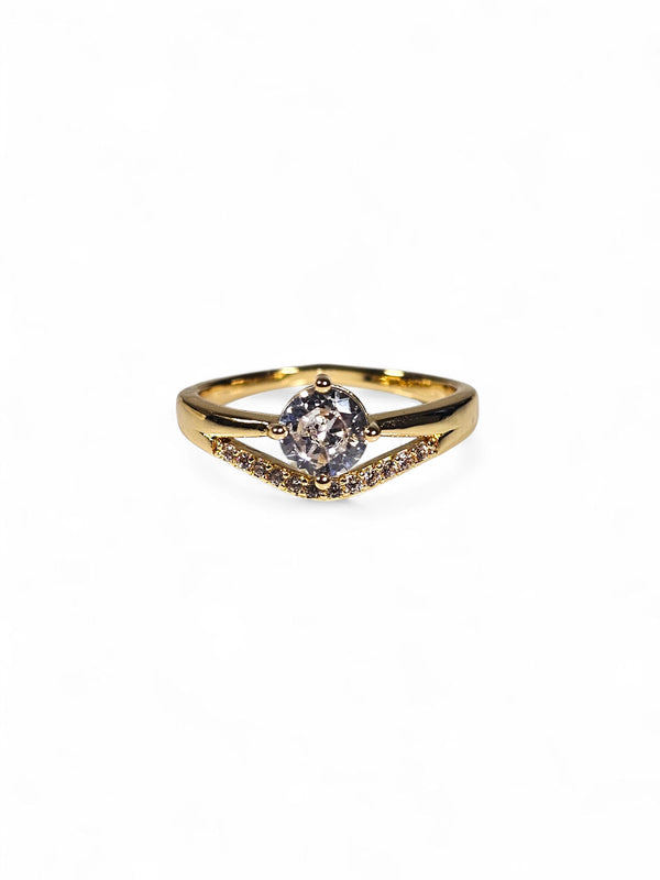 Anel Cristal Zirconia Dourada 007