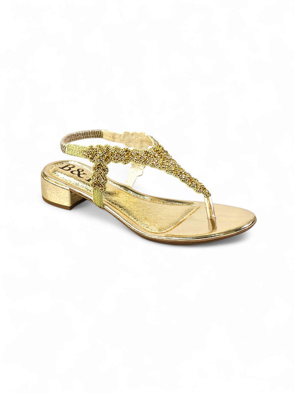 Sandália 8022 Dourado Com Salto Bloco 3 cm