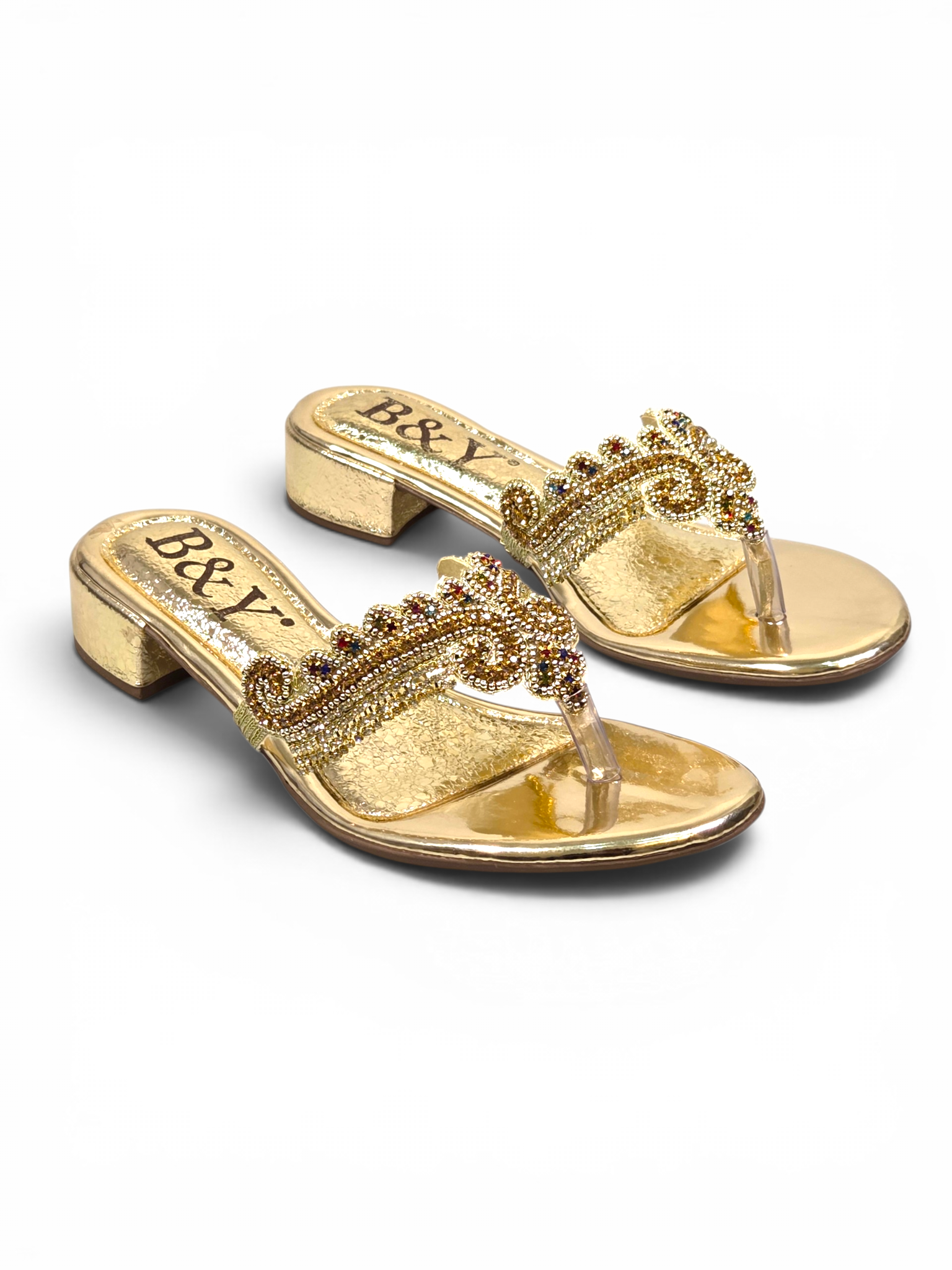 Chinelo 3047 Dourado Colorido Salto Bloco