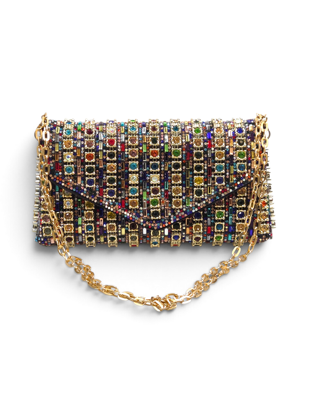 Carteira Royal Clutch Cristal Dourado Colorido 1101