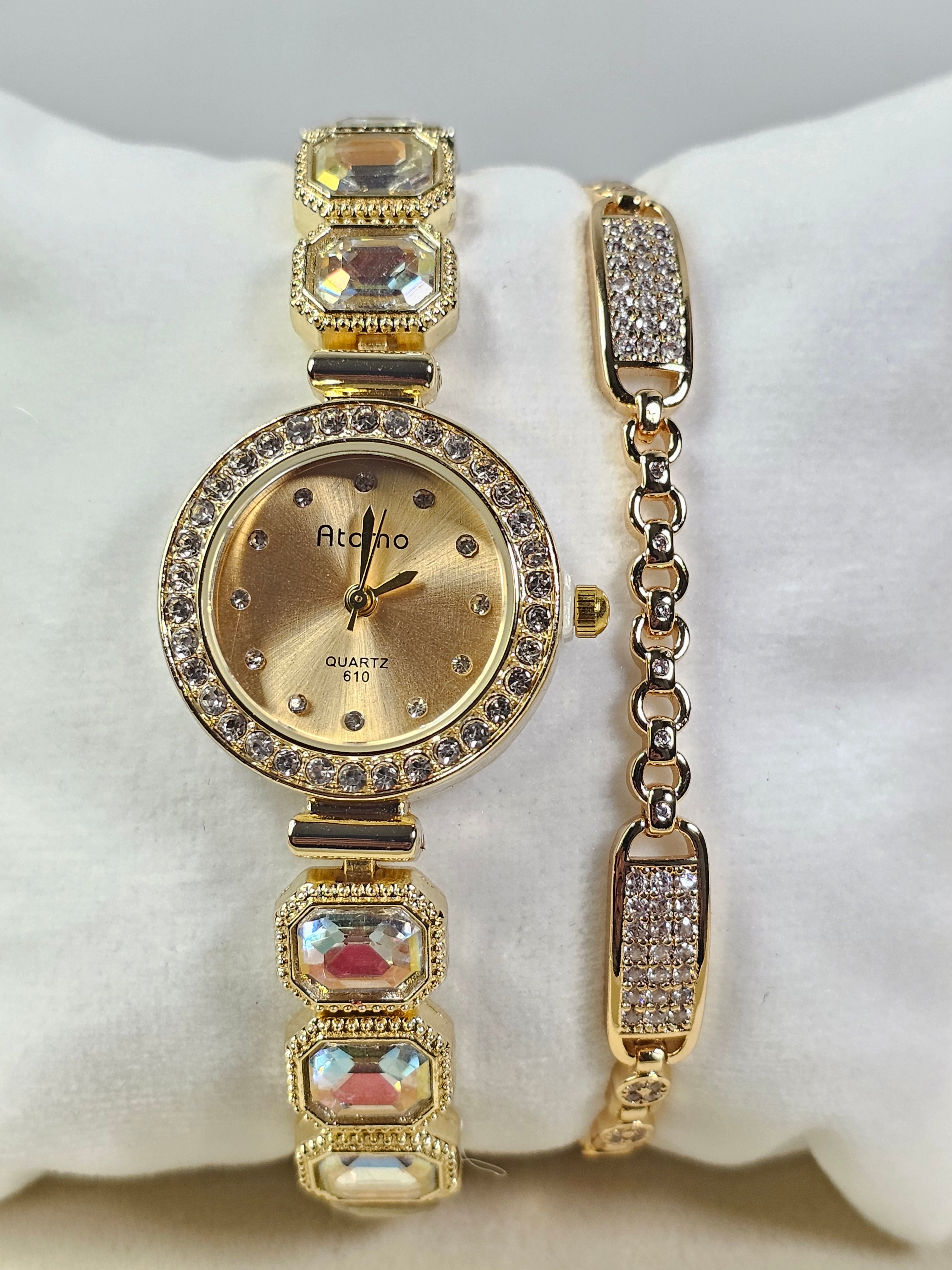 Relógio Prova d’Água com Pulseira Folheada Ouro 053