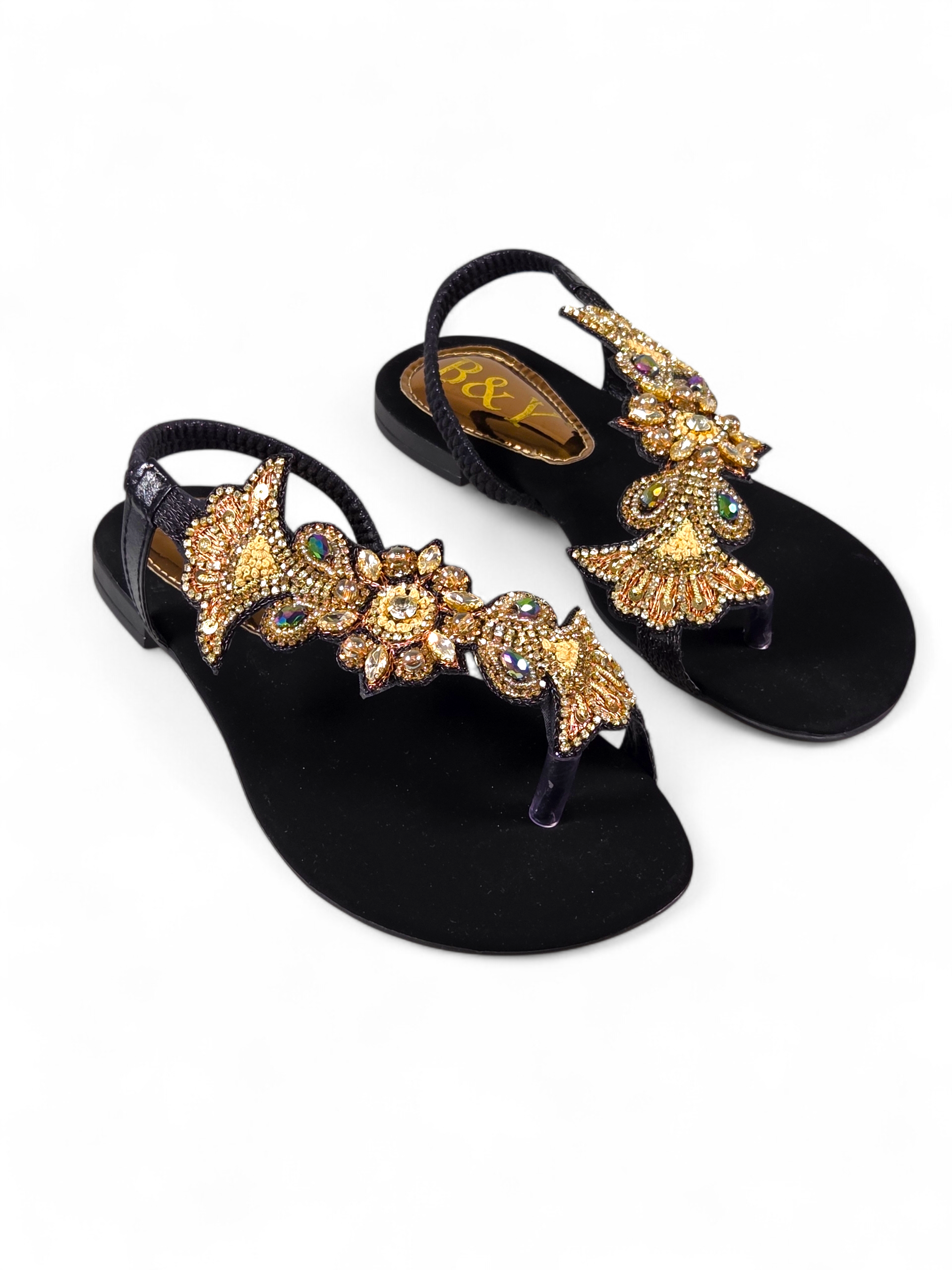 Sandália 9414 Preto Veludo Sem Salto