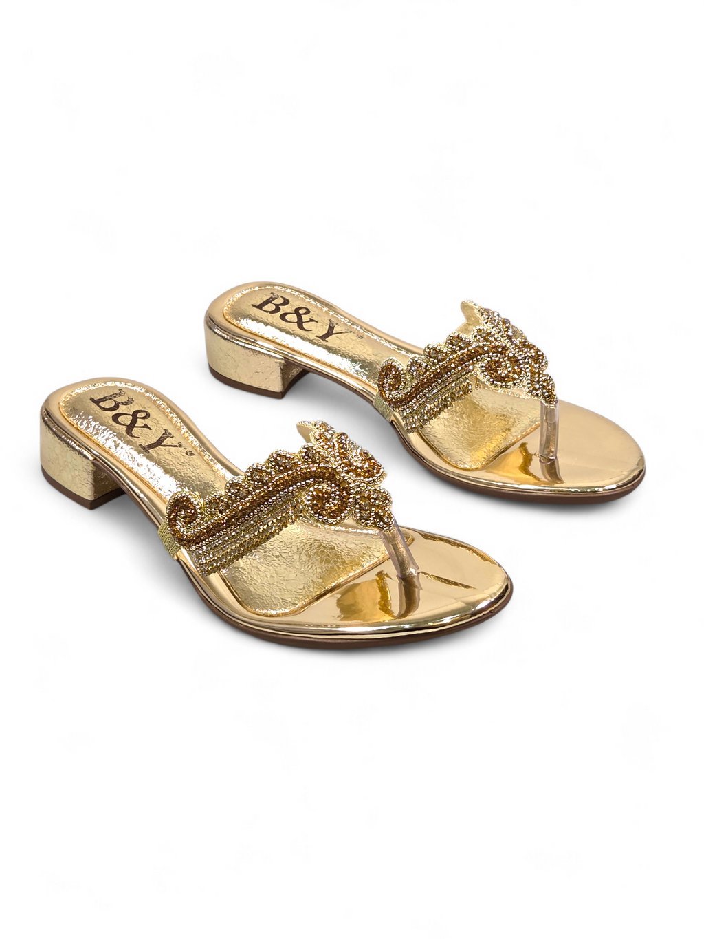 Chinelo 3047 Dourado Salto Bloco