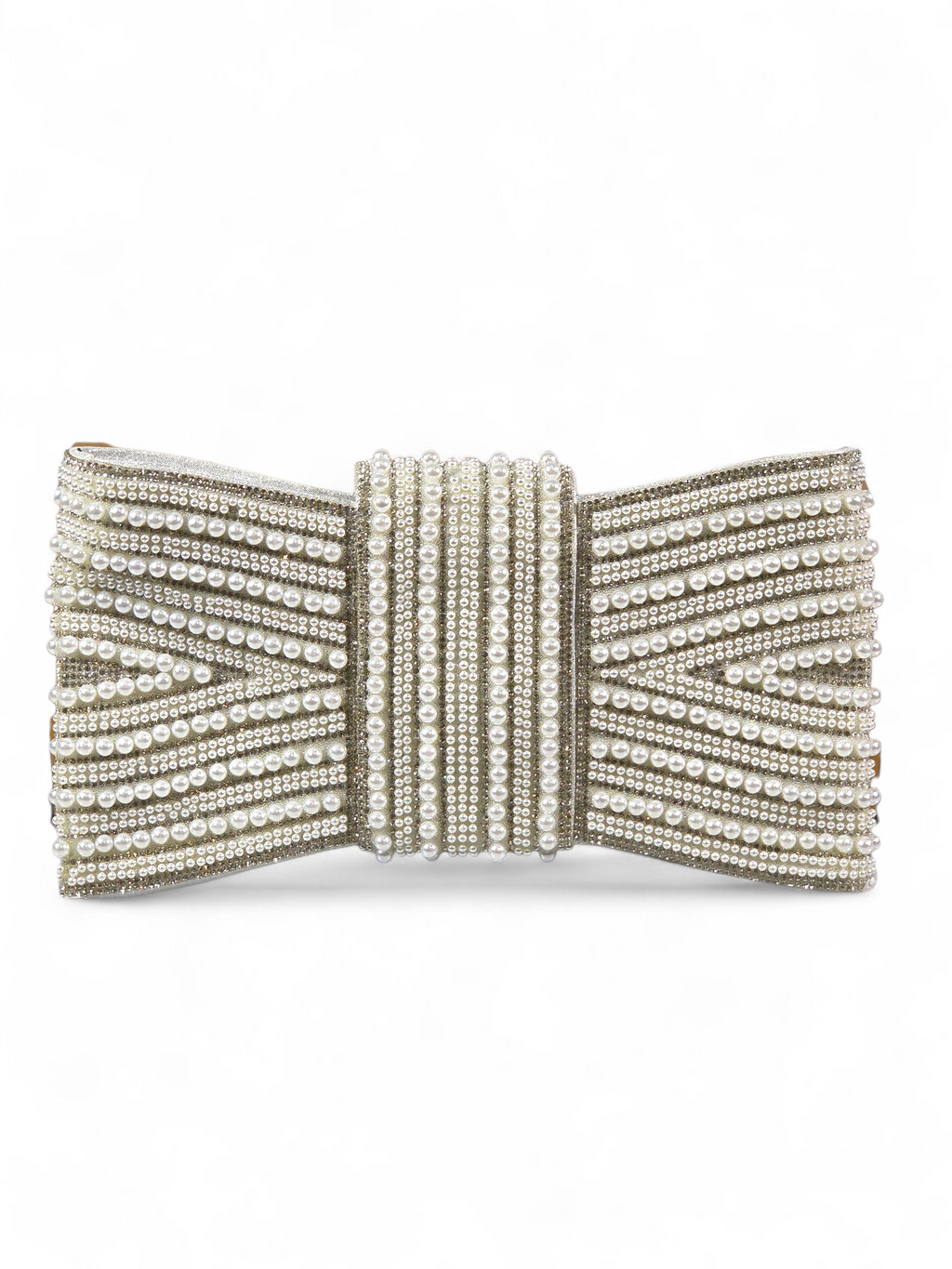 Carteira Luxo Cristal Perolas Prata 1036