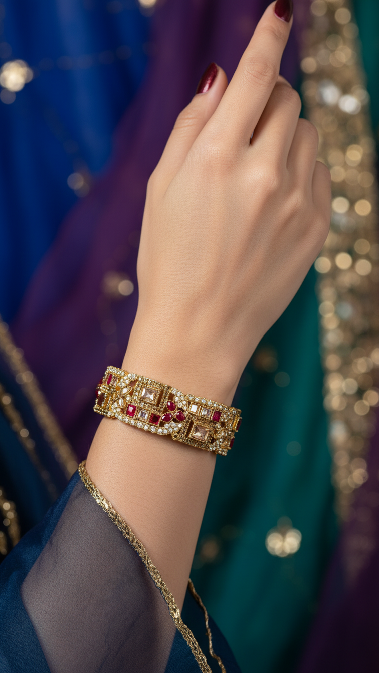 Bracelete Folheado Semi Joia Dourada #1033