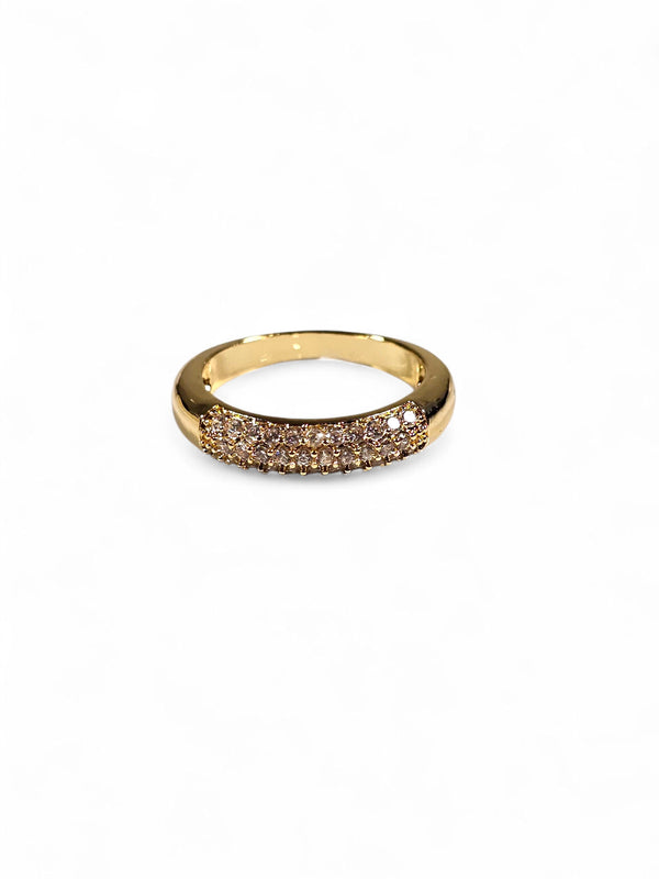 Anel Cristal Zirconia Dourada 010
