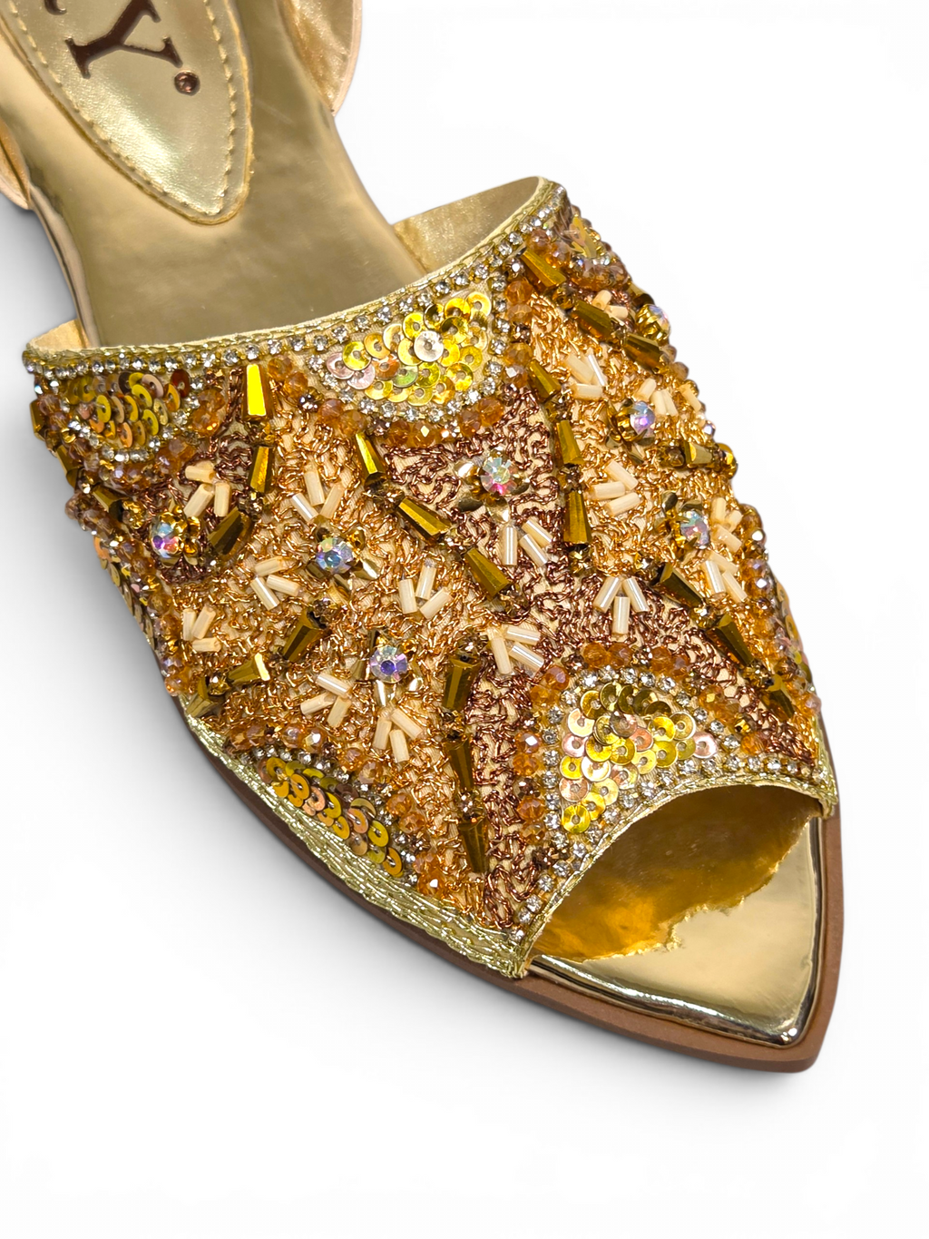Mule 9801 Dourado Salto Baixo 2 cm