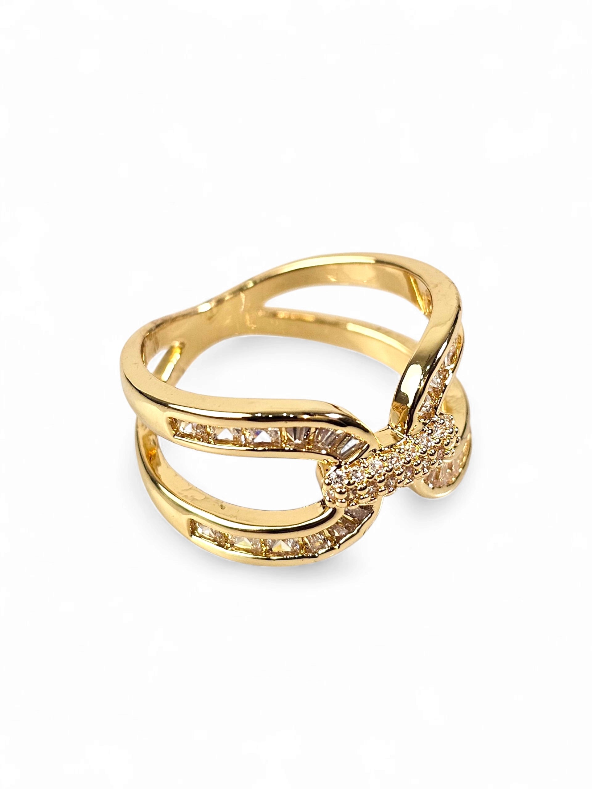 Anel Cristal Zirconia Dourada 001