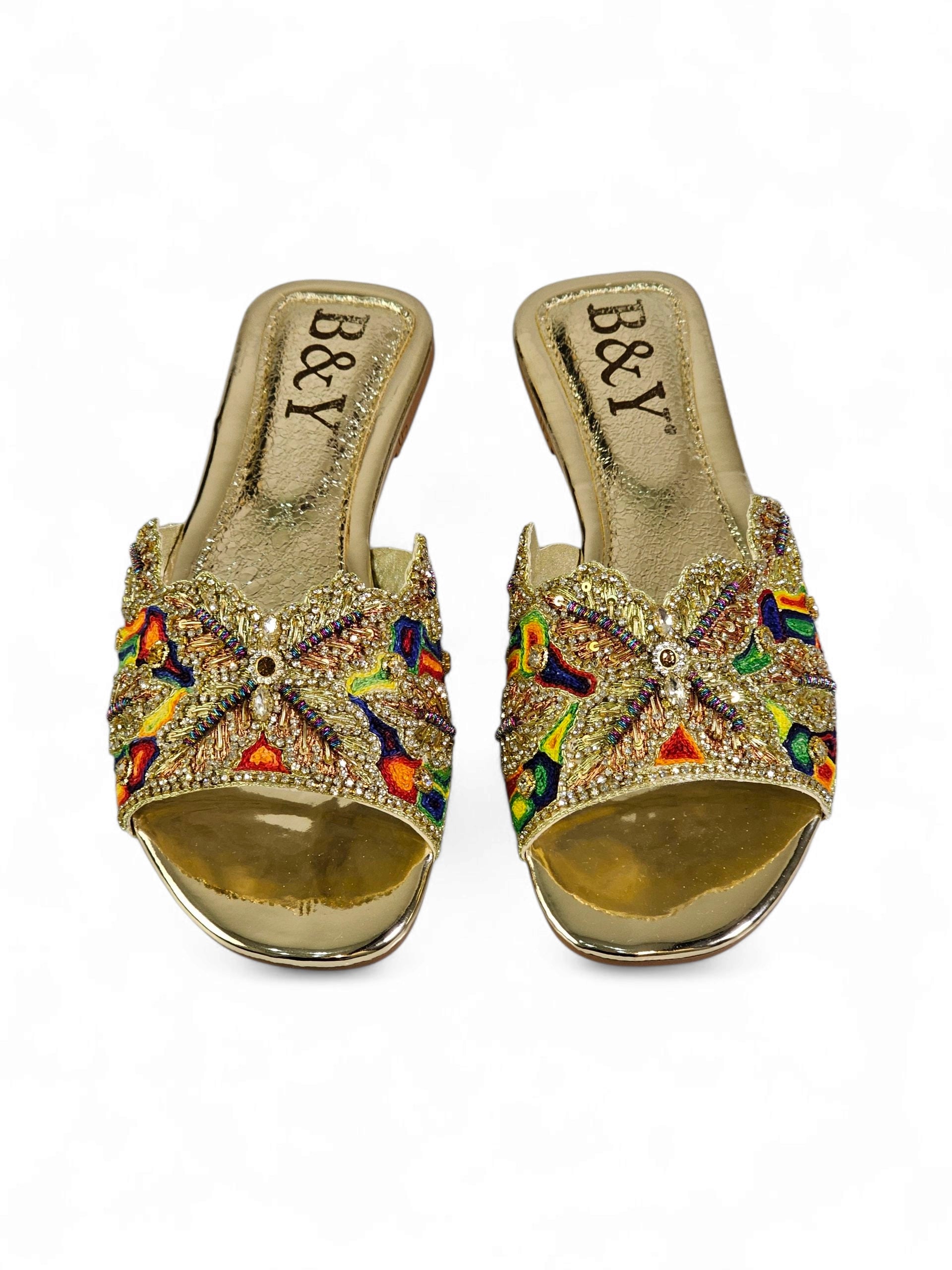 Tamanco 9723 Dourado Sem Salto