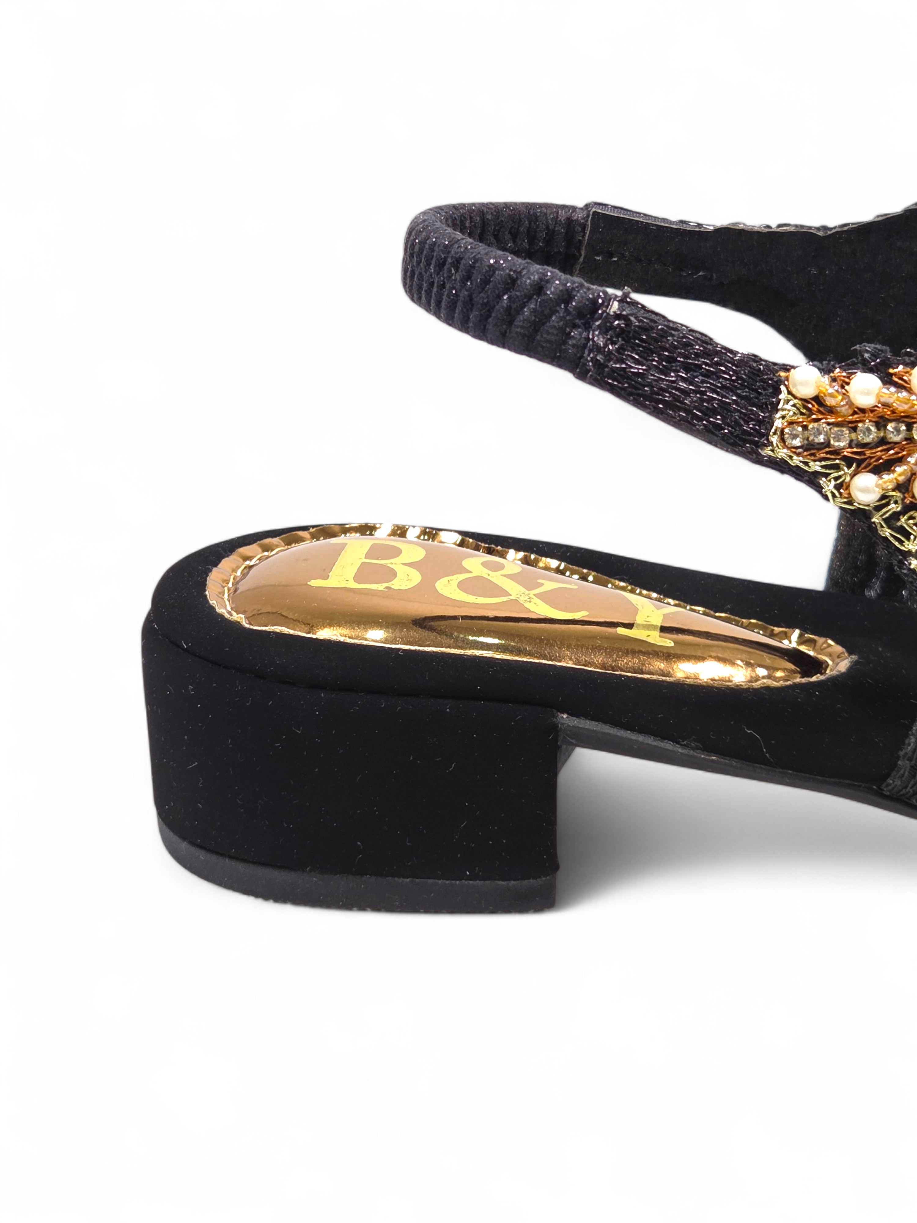 Sandália 9566 Preto Com Salto Bloco 3cm