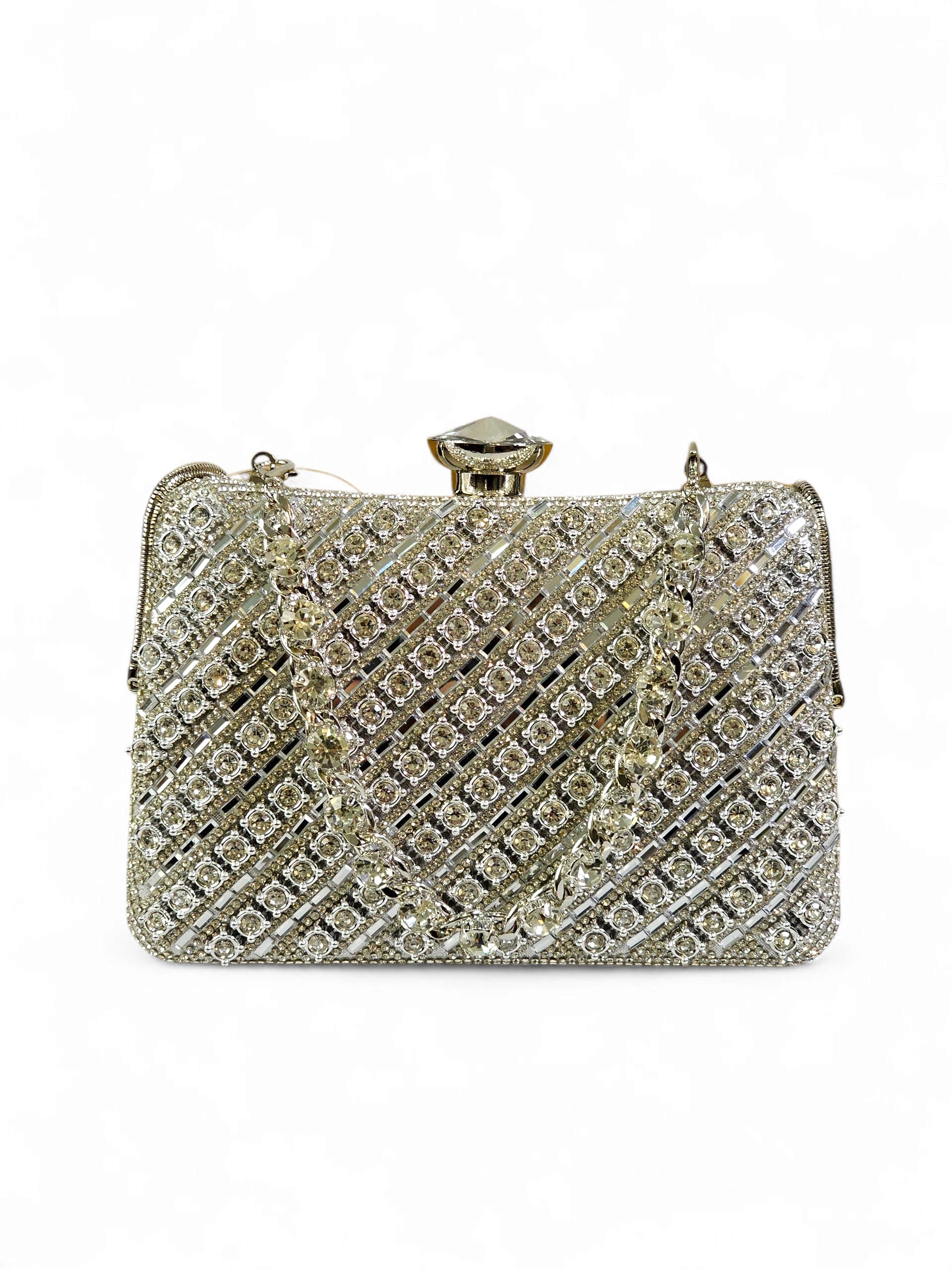 Bolsa Clutch Cristal Prata 014