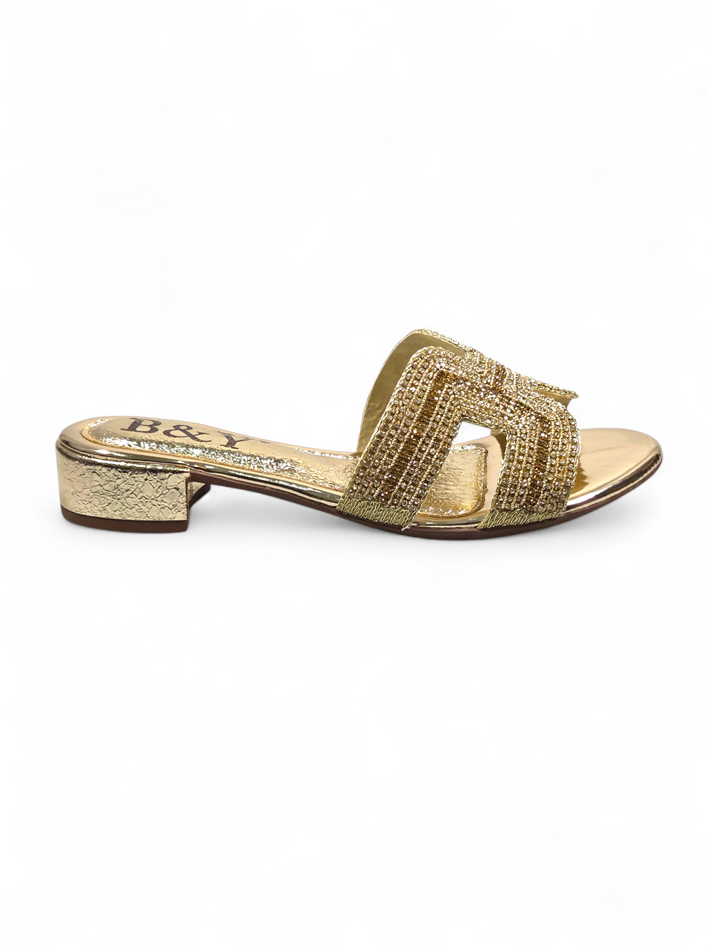 Tamanco 9568 Dourado Salto Bloco 3 cm