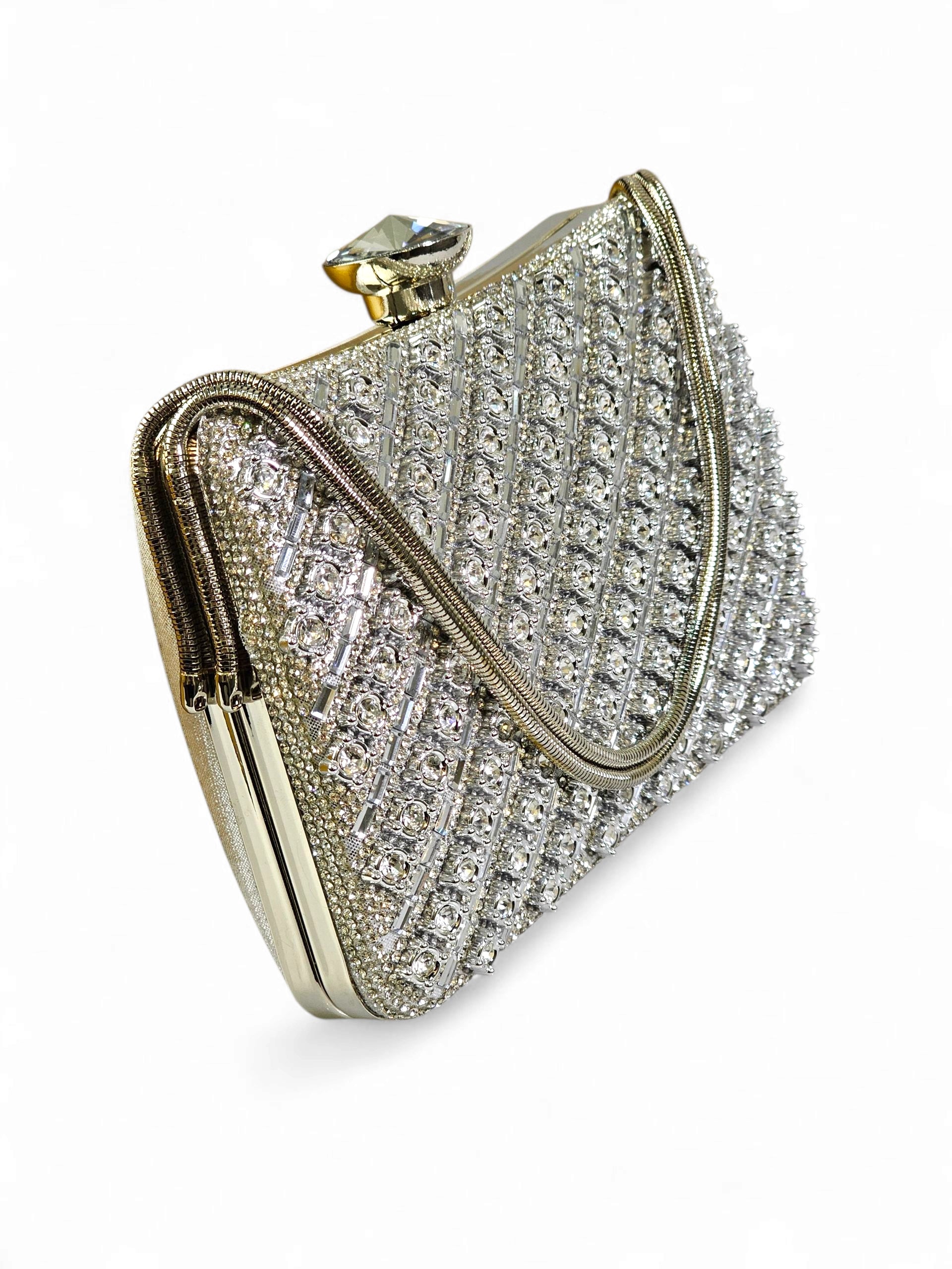 Bolsa Clutch Cristal Prata 014