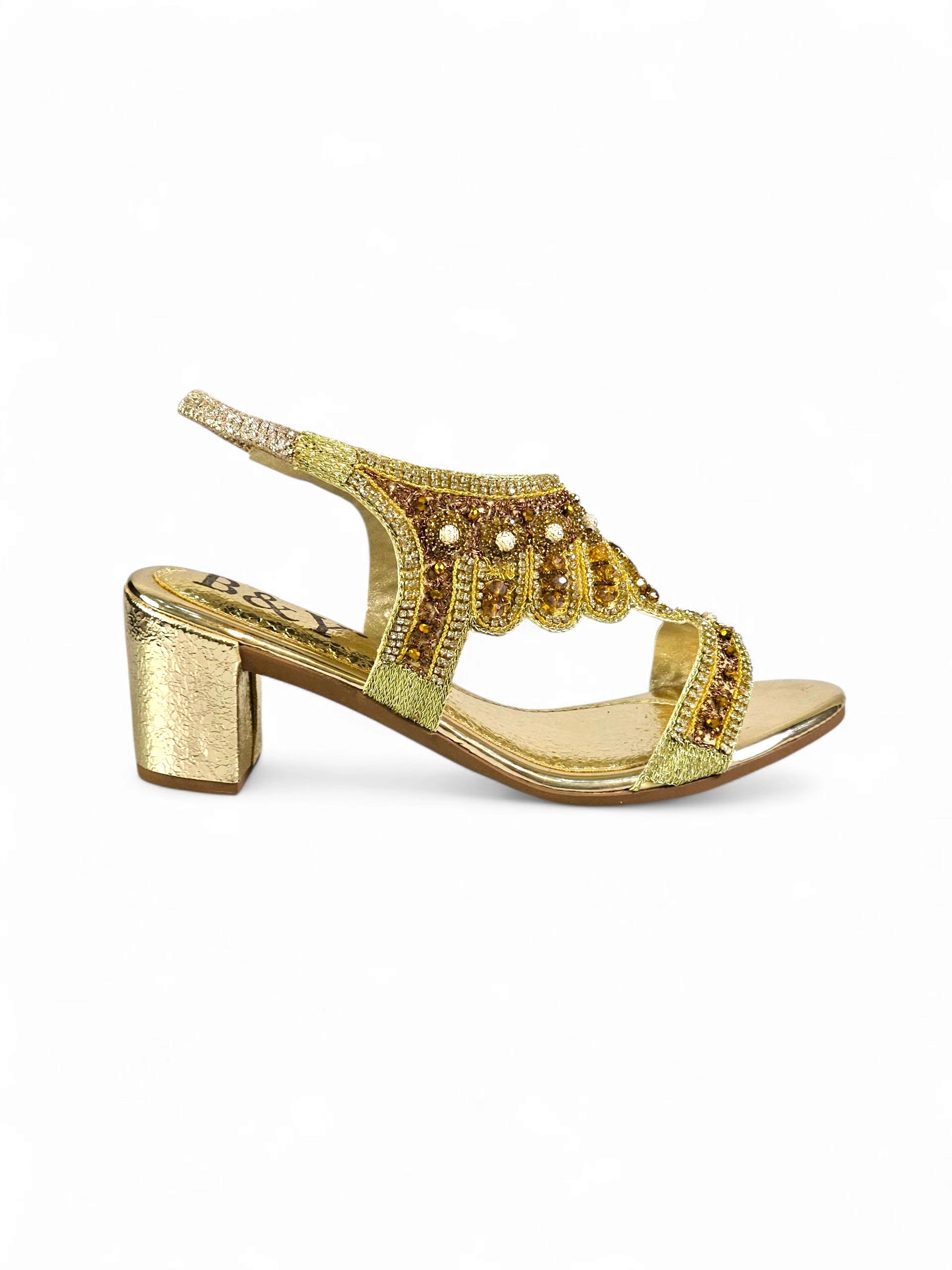 Sandália 9462 Dourado Com Salto 6cm