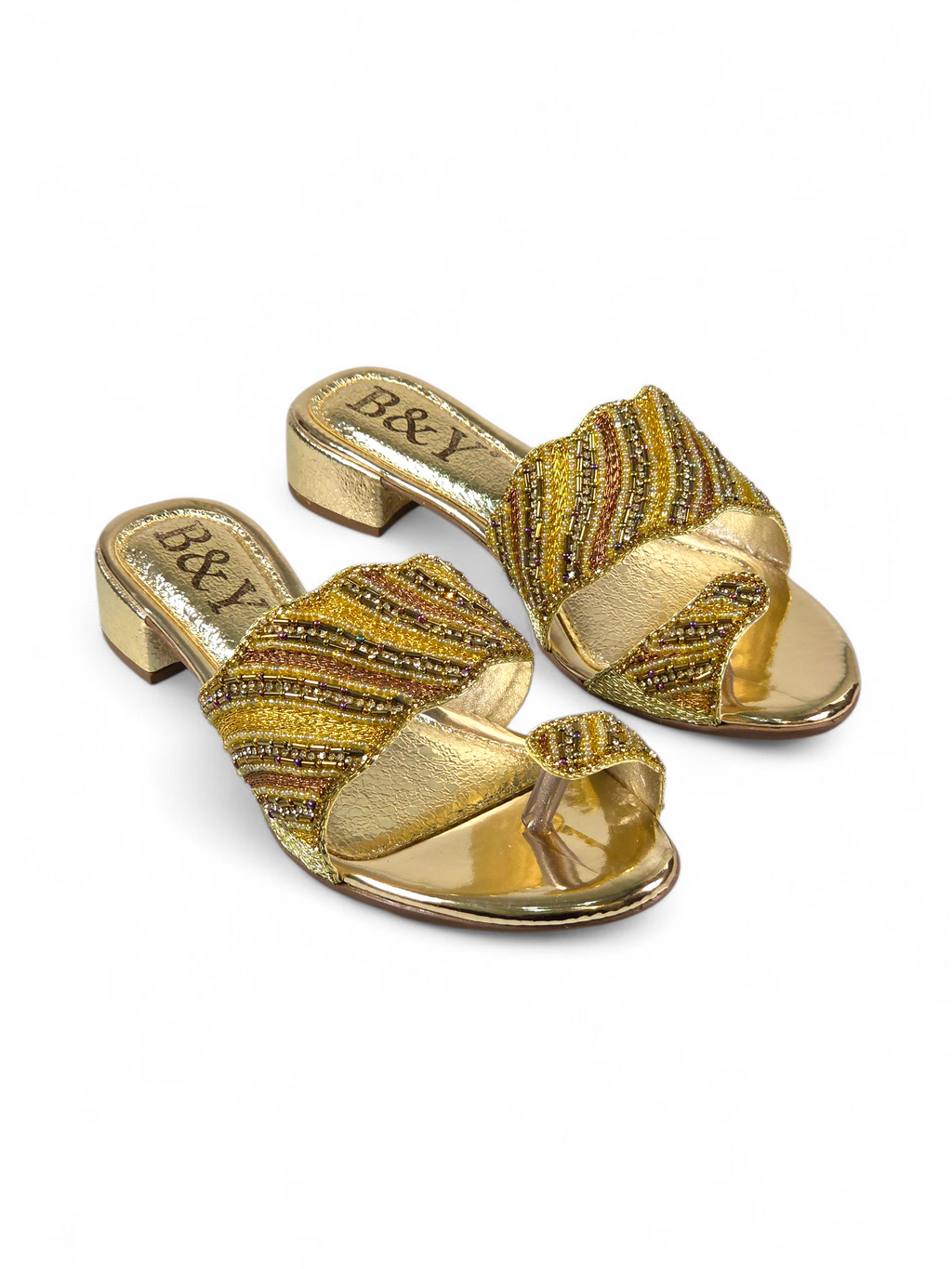 Tamanco 9638 Dourado Salto Bloco