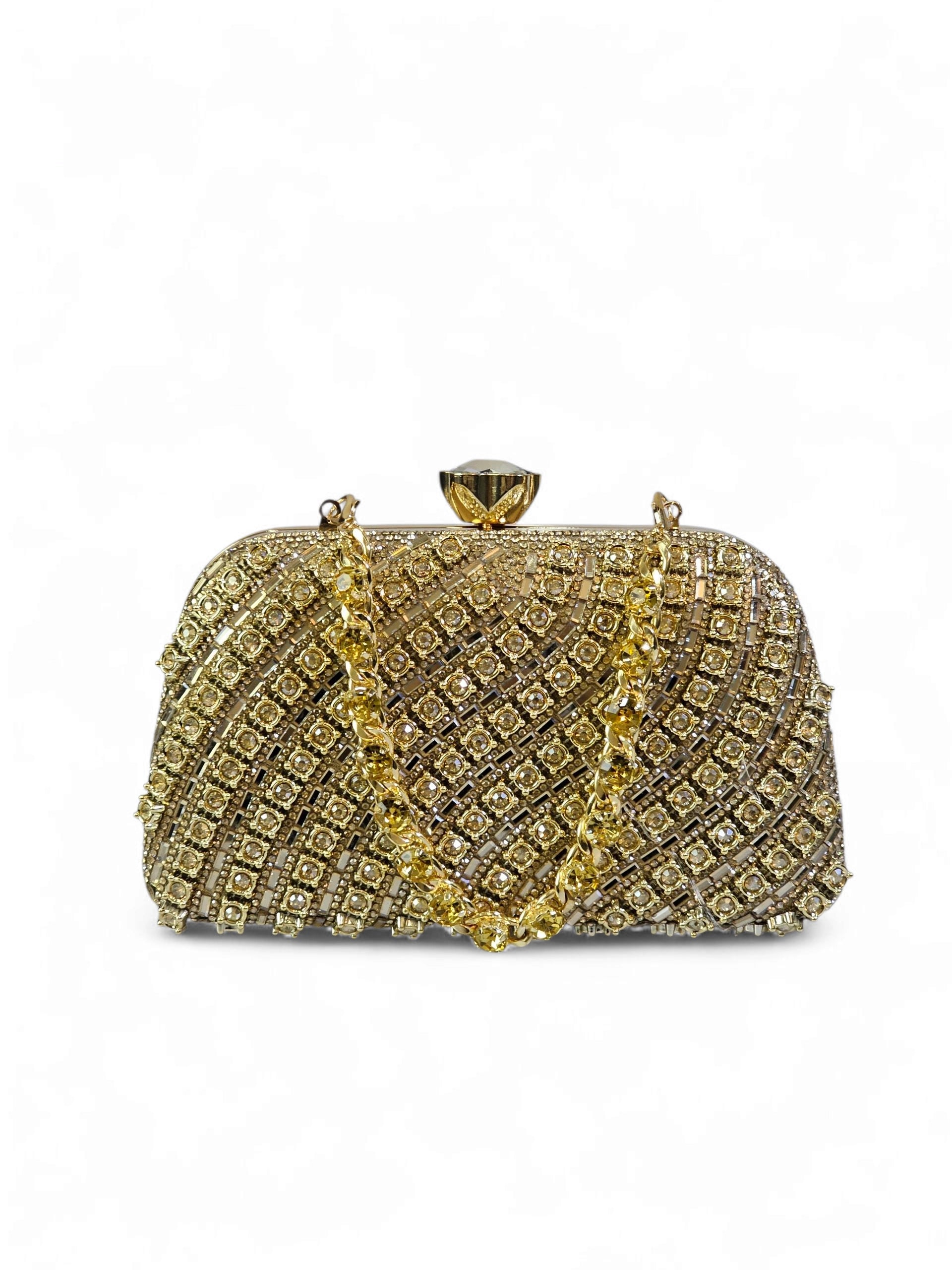 Bolsa Clutch Cristal Dourada 1003
