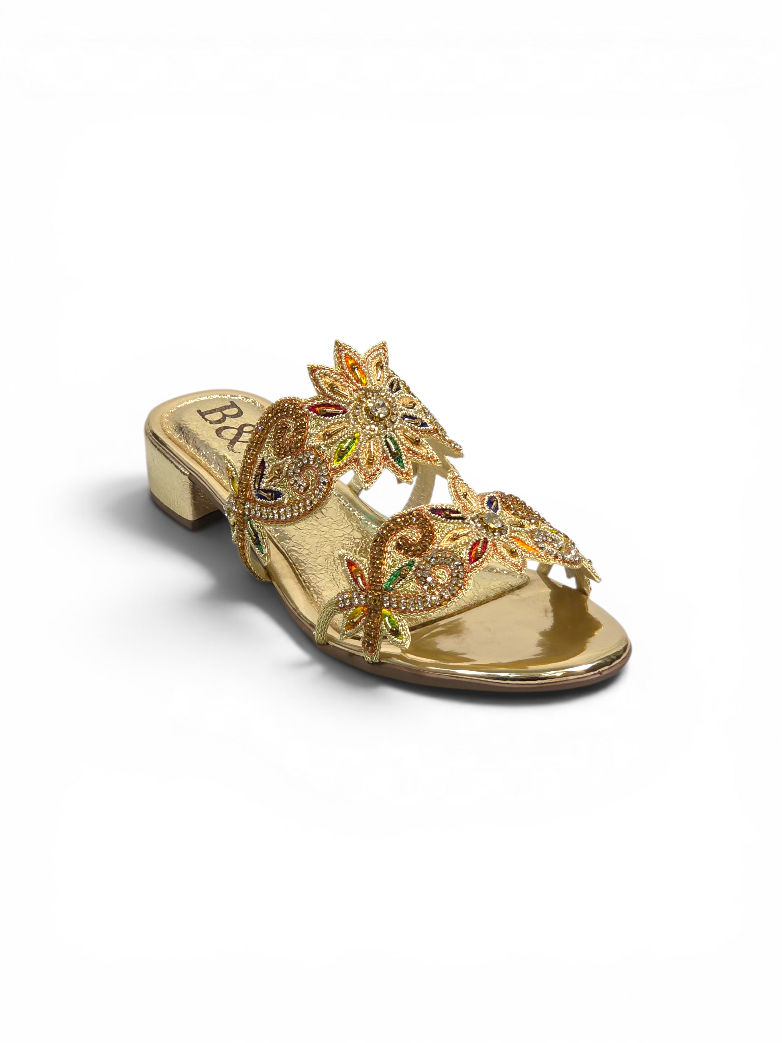 Tamanco 9849 Dourado Salto Baixo 3 cm
