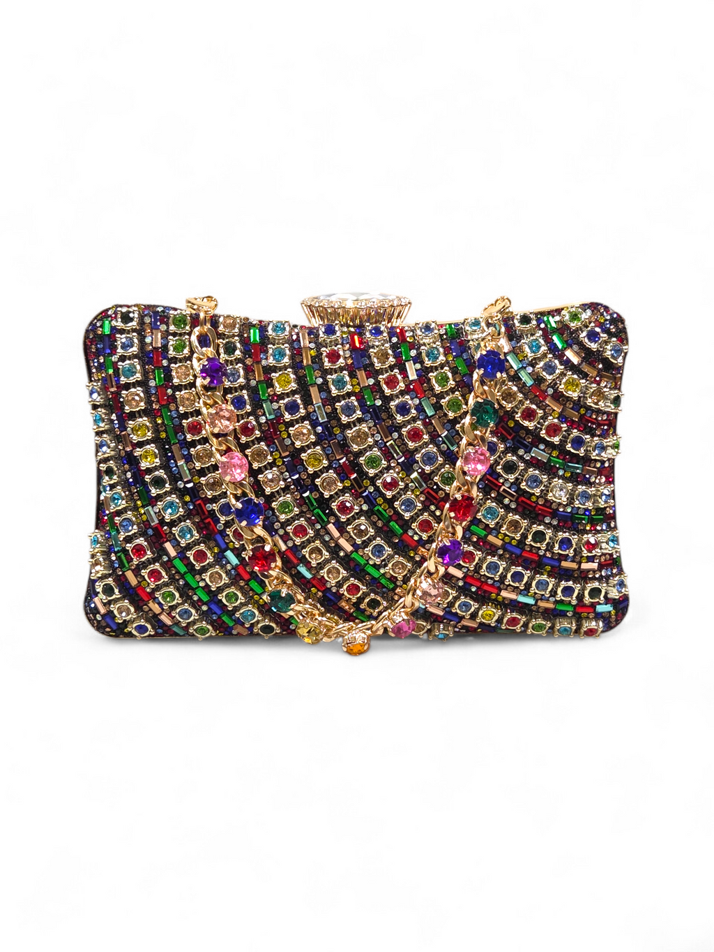 Bolsa Clutch Cristal Preto Colorido 1054