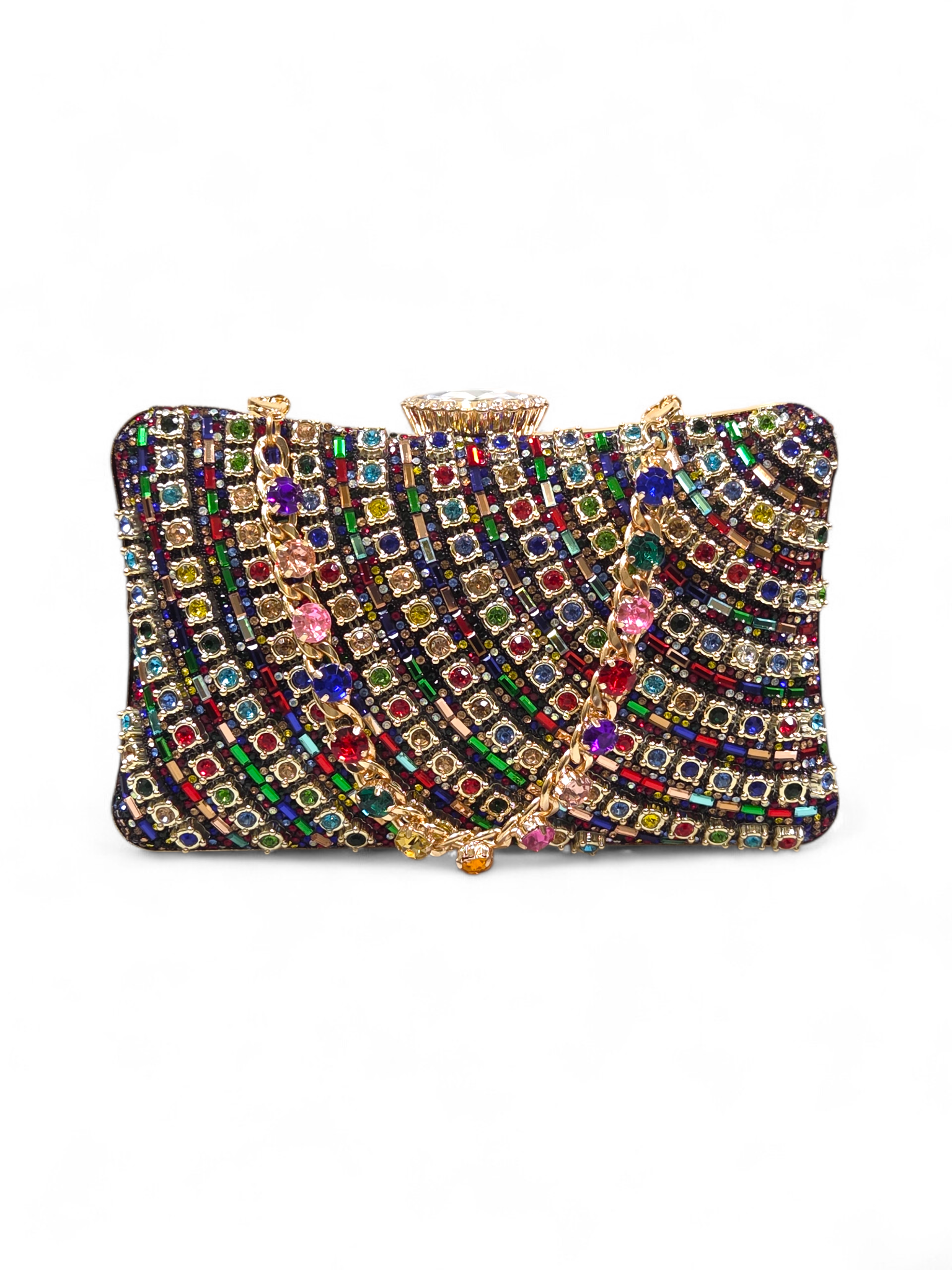 Bolsa Clutch Cristal Preto Colorido 1054