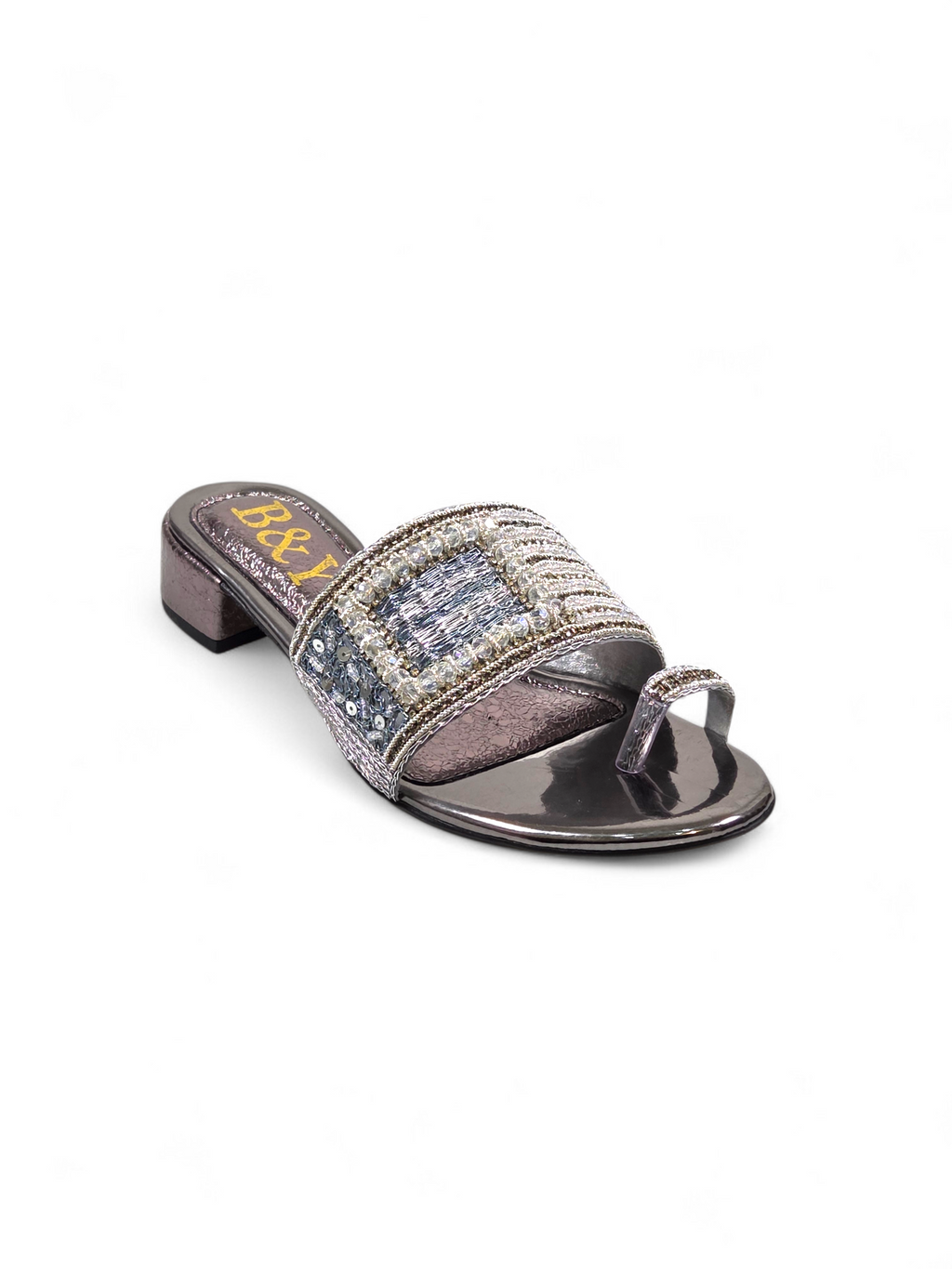 Tamanco 9434 Prata Salto Bloco 3 cm