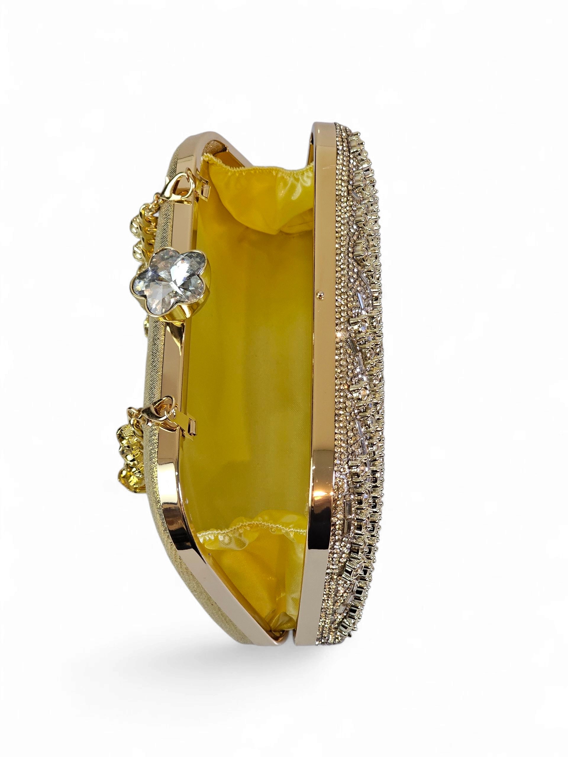 Bolsa Clutch Cristal Dourada 1003