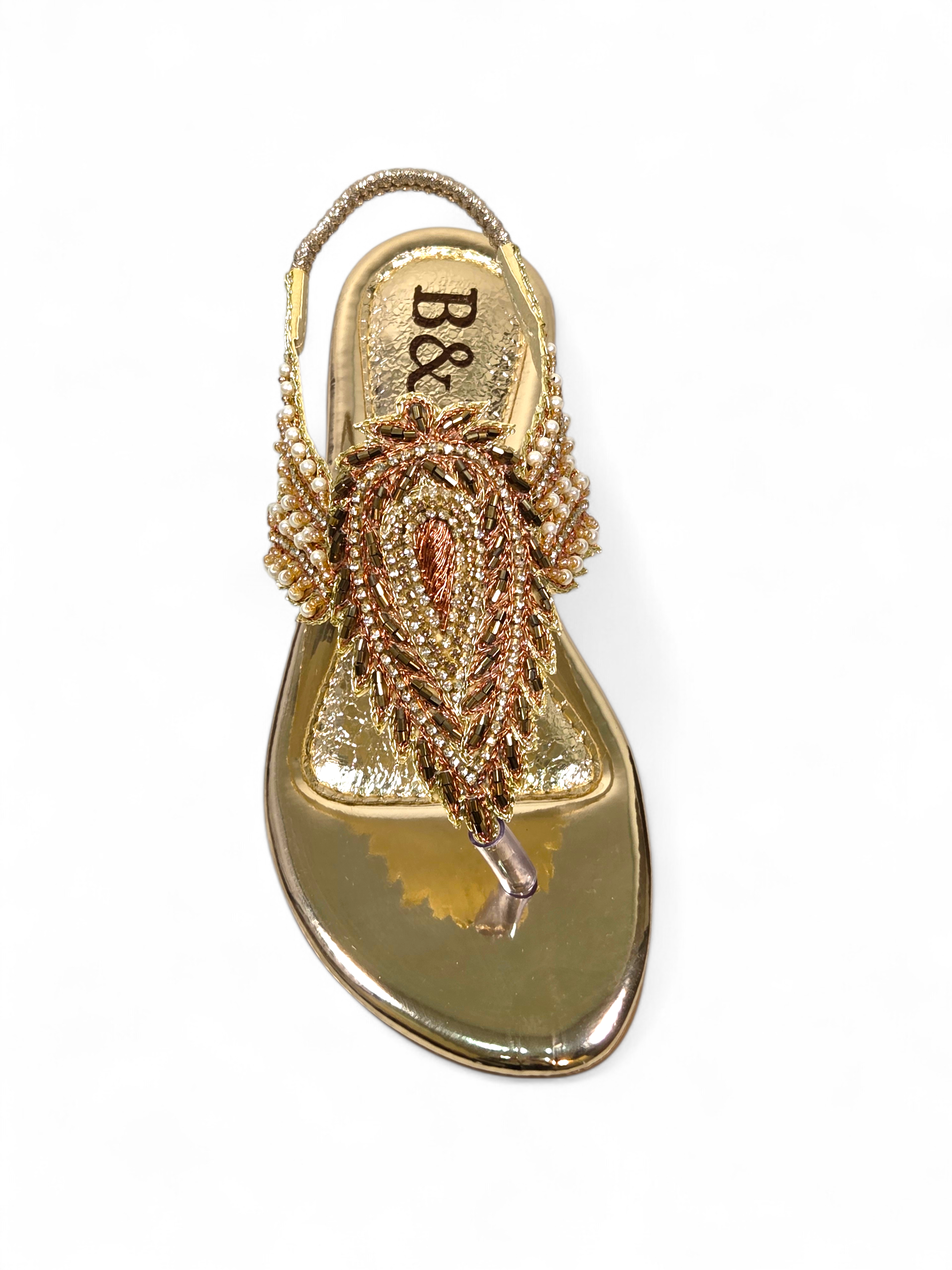 Sandália 9566 Dourado Sem Salto