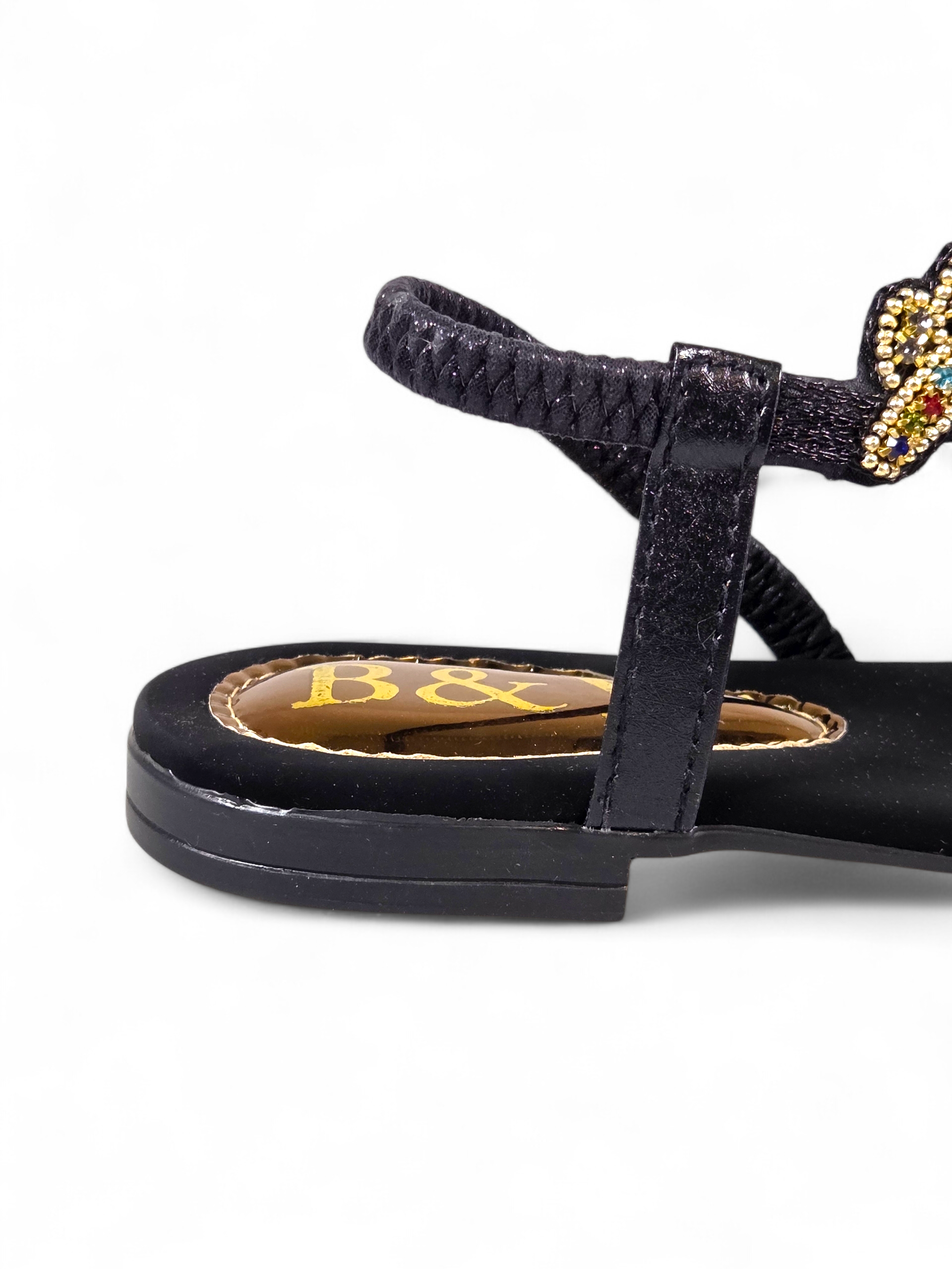 Sandália 8018 Preto Veludo Sem Salto