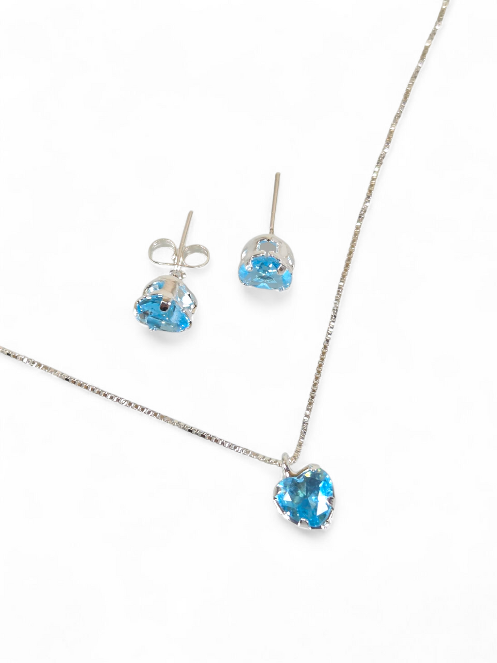 Conjunto em Prata 925 com Cristal de Zircônia Azul 1002