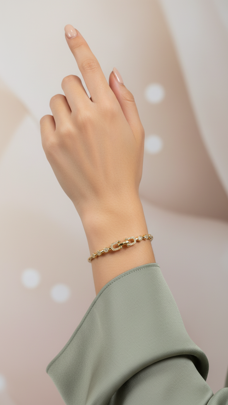 Pulseira Cristal Zirconia Dourada 008