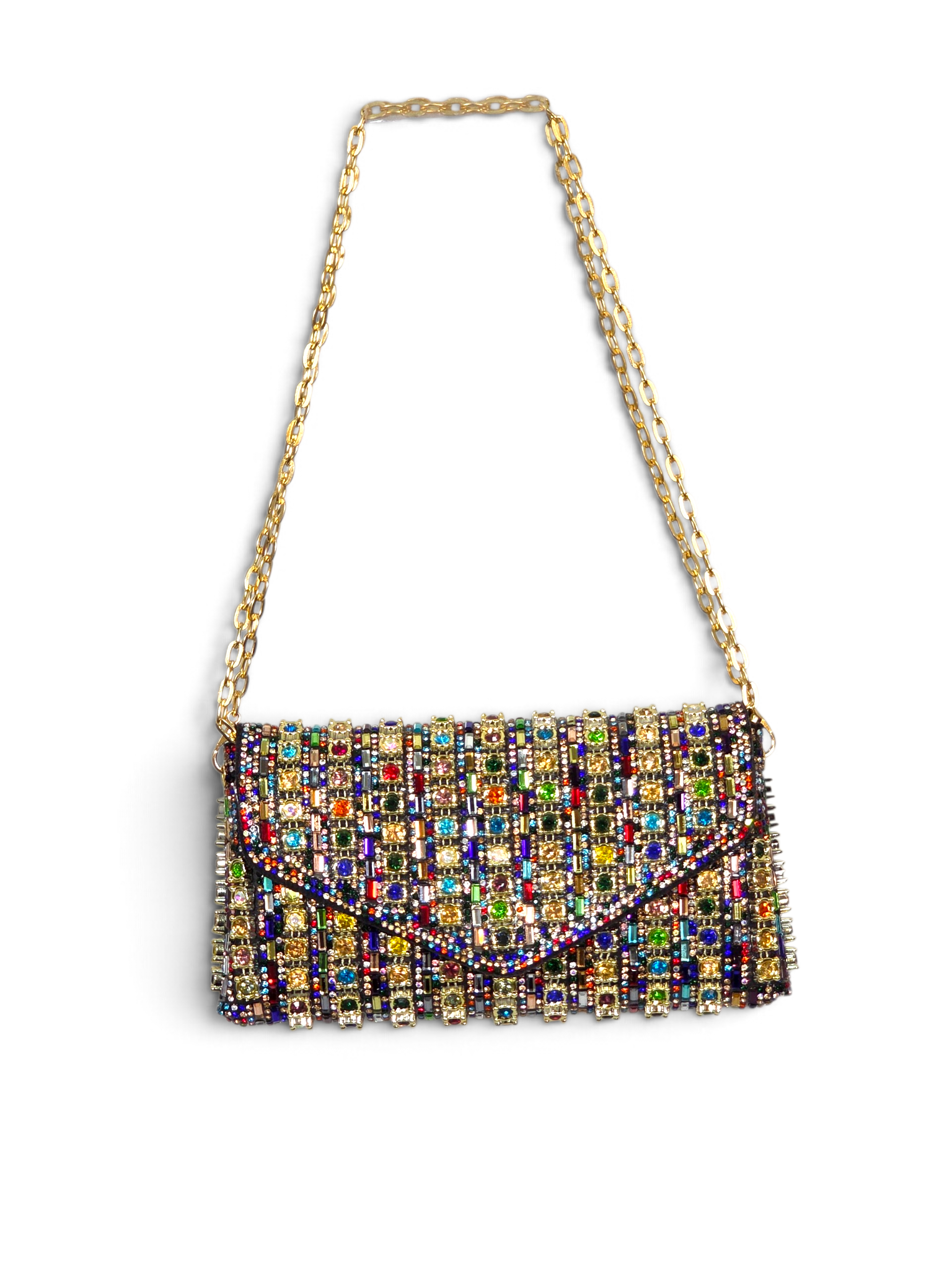 Carteira Royal Clutch Cristal Dourado Colorido 1101