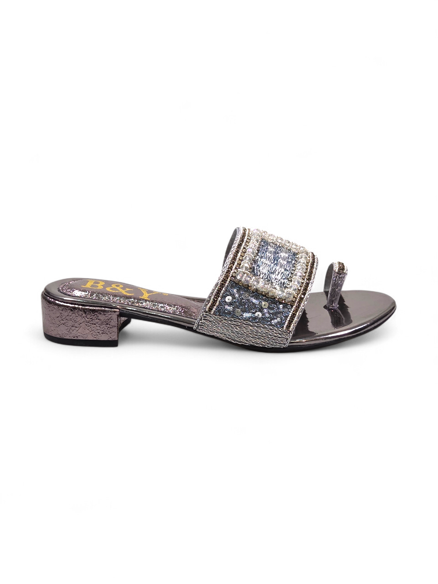 Tamanco 9434 Prata Salto Bloco 3 cm