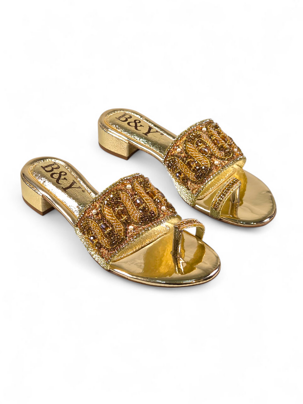 Tamanco 9627 Dourado Salto Bloco