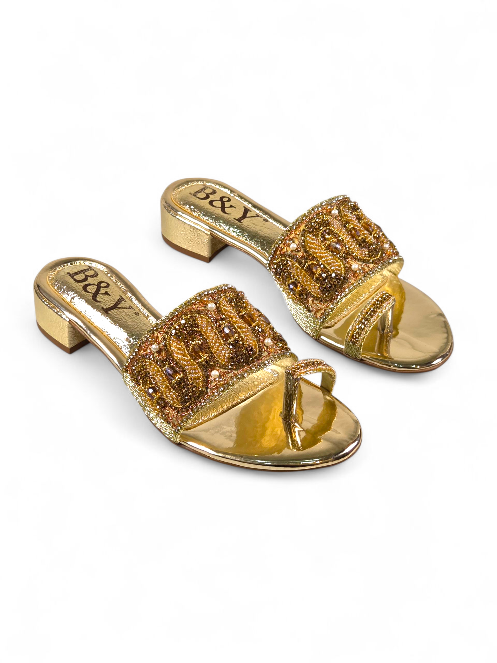 Tamanco 9627 Dourado Salto Bloco