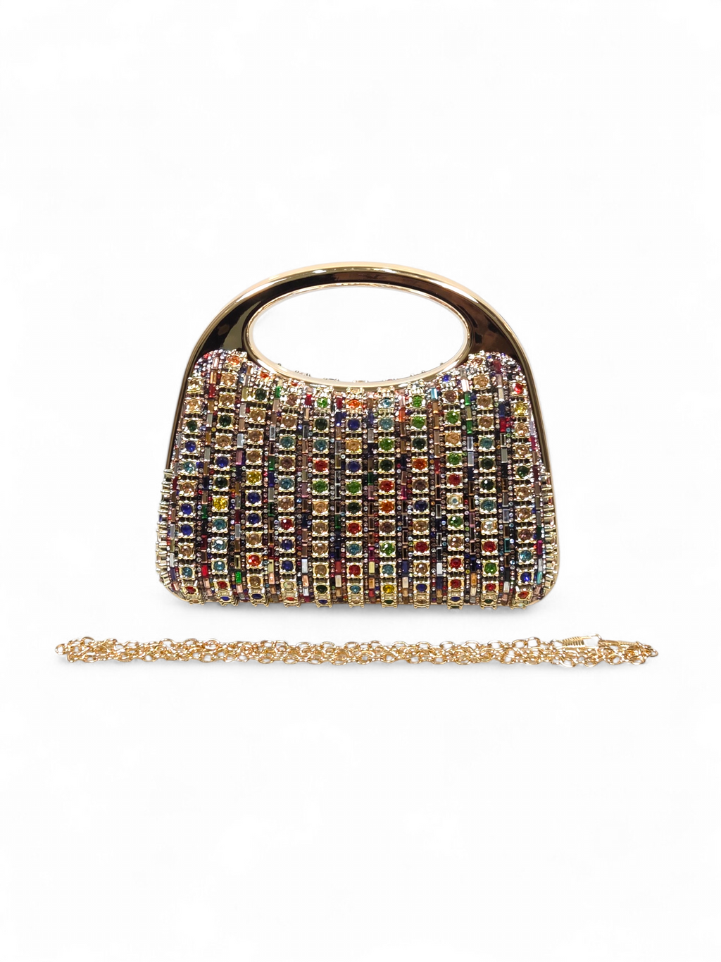 Bolsa Clutch Cristal Dourado Colorido 1070