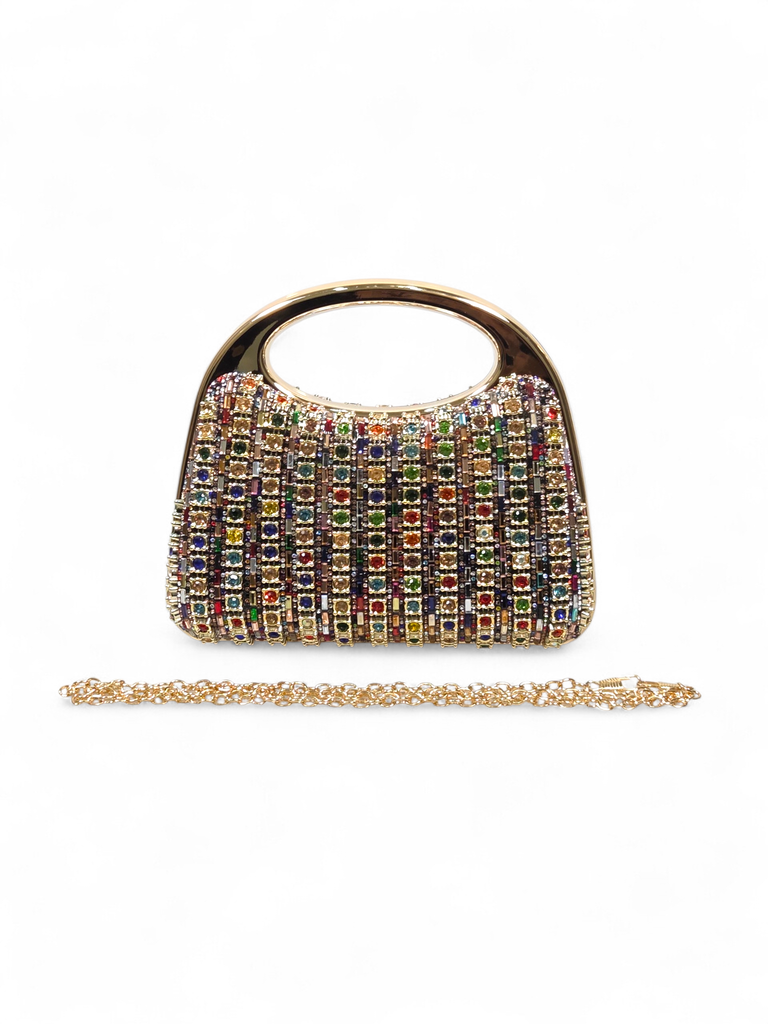 Bolsa Clutch Cristal Dourado Colorido 1070