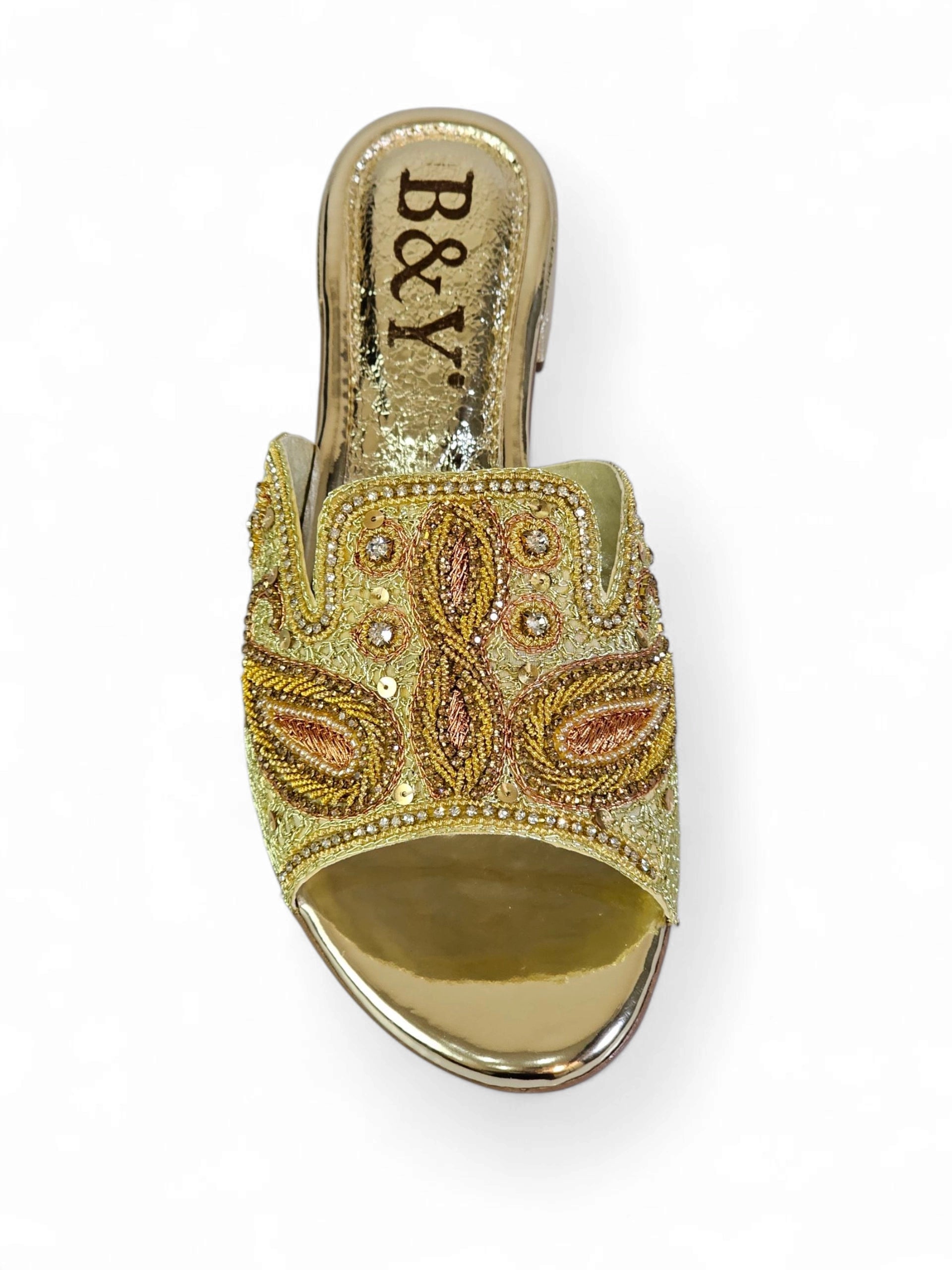 Tamanco 9421 Dourado Salto Bloco