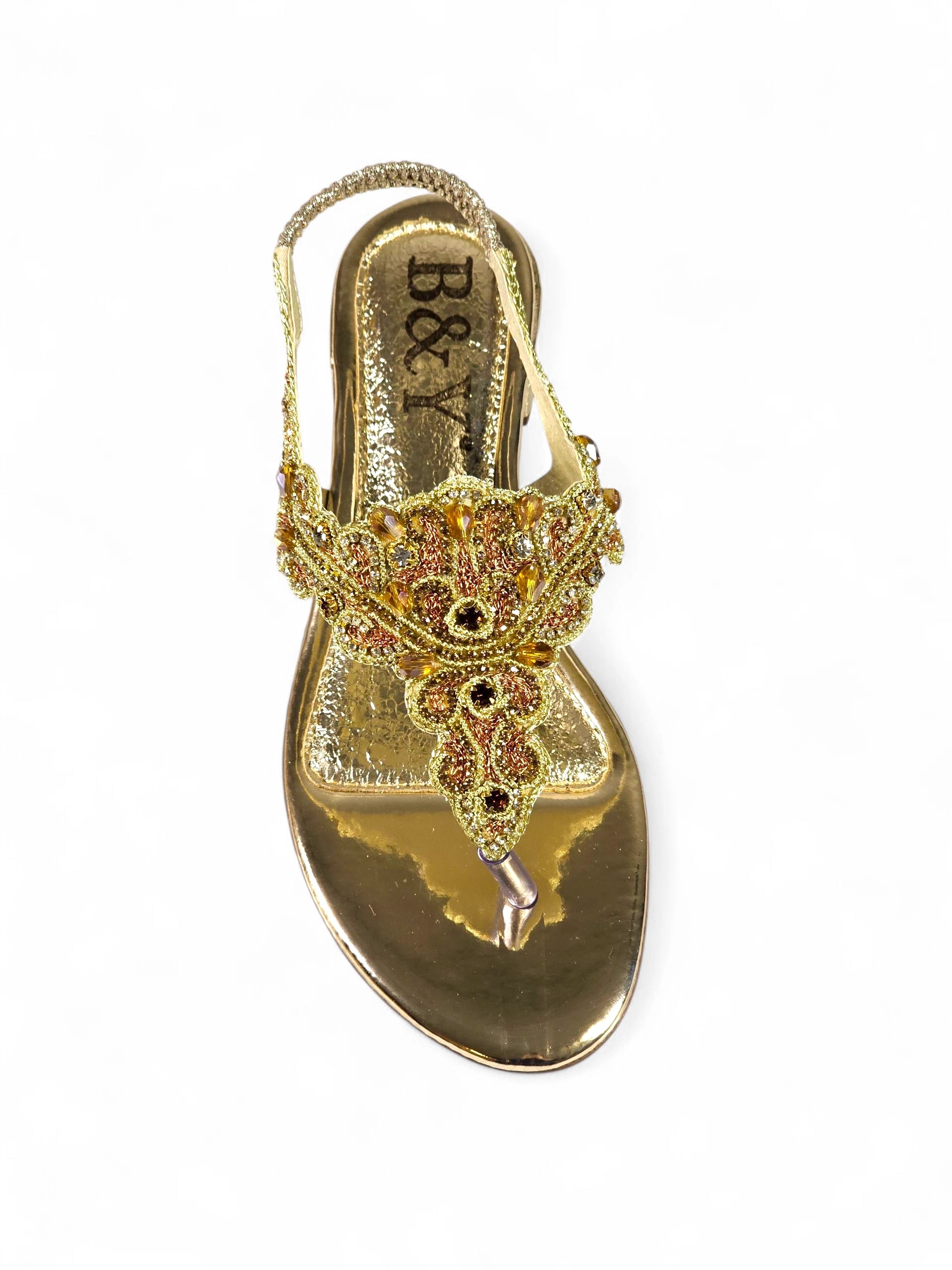 Sandália 9378 Dourado Com Salto Bloco 3cm