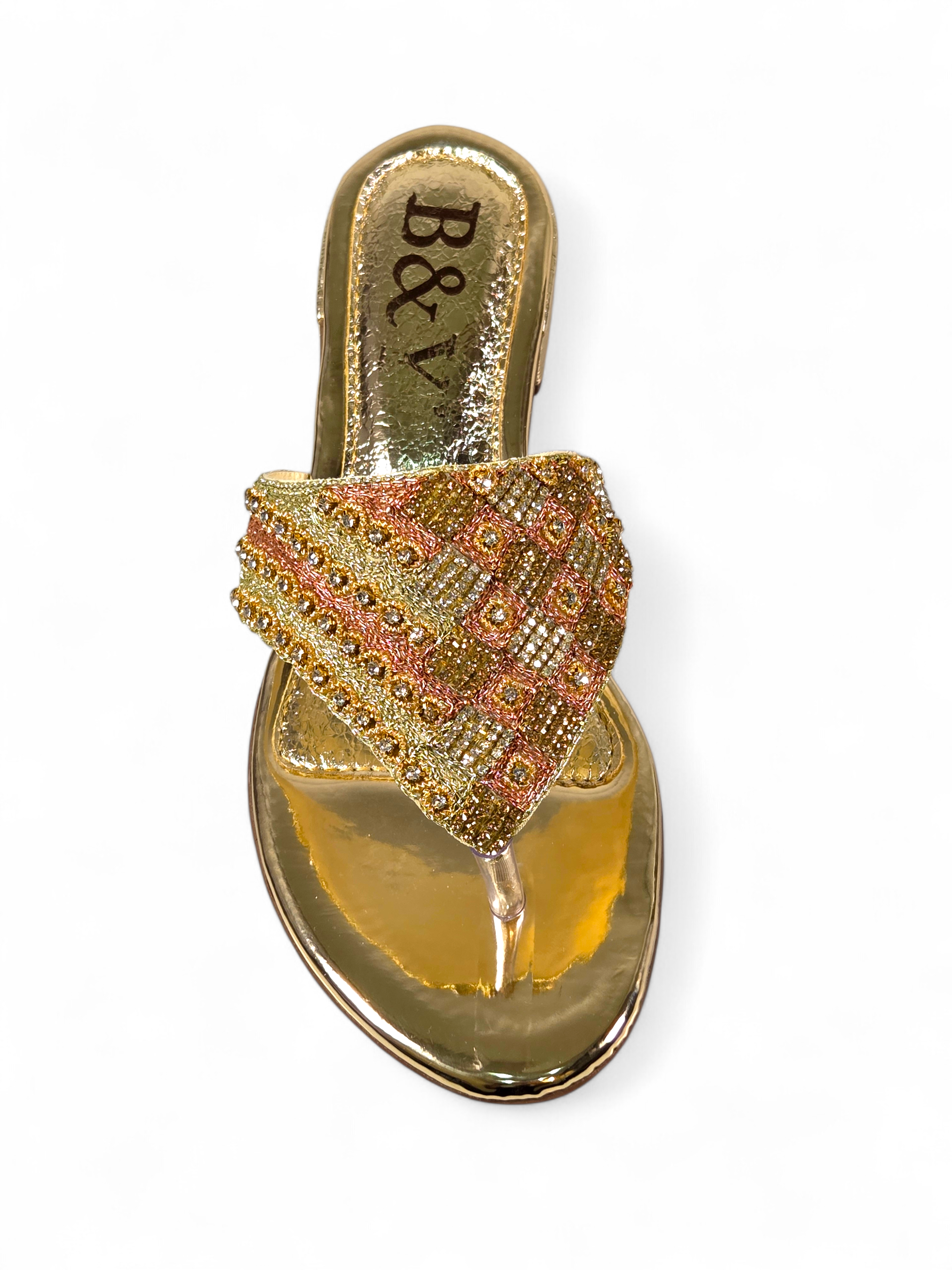 Chinelo 9829 Dourado Salto Bloco 3 cm