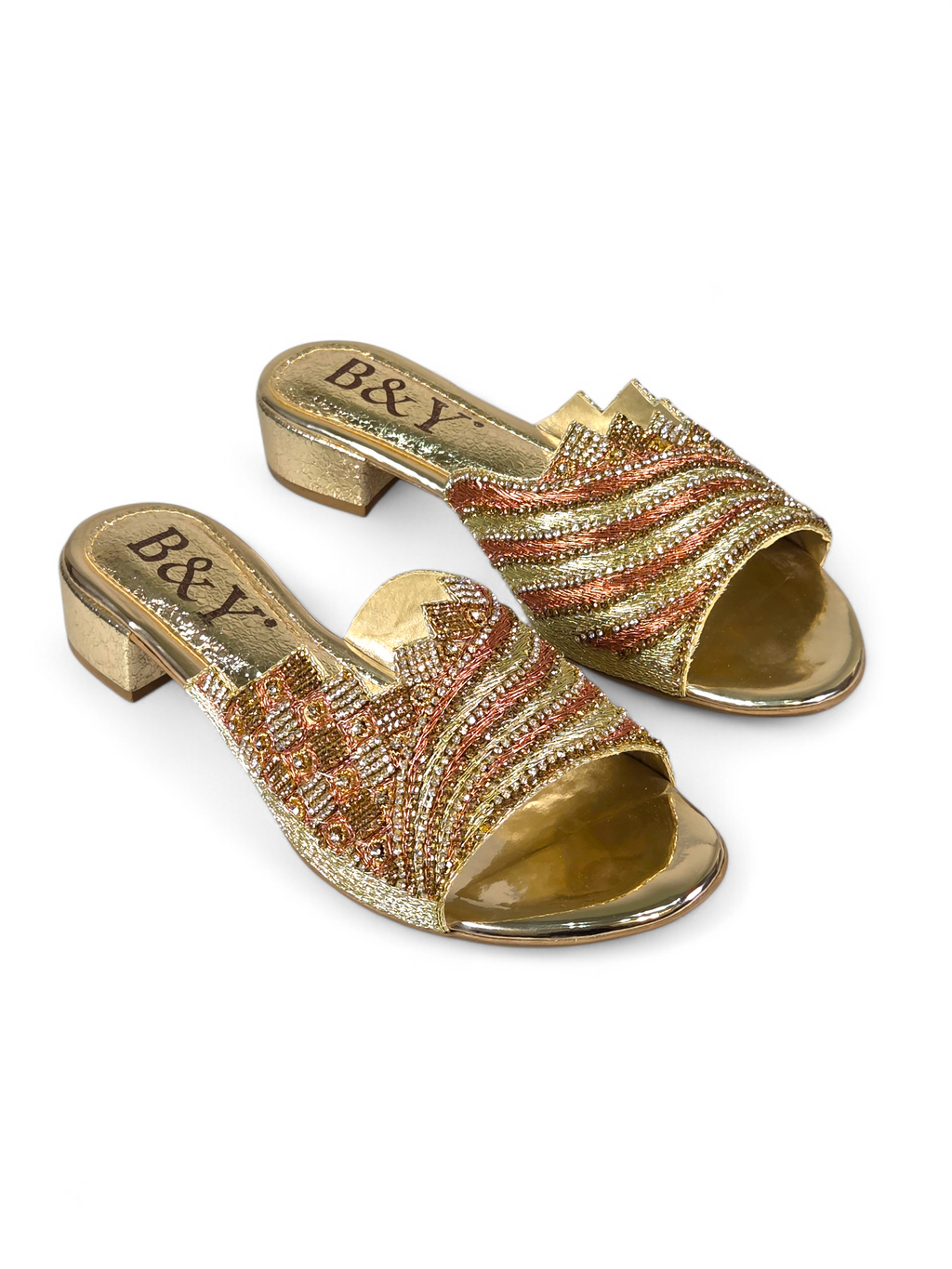 Tamanco 9369 Dourado Salto Bloco