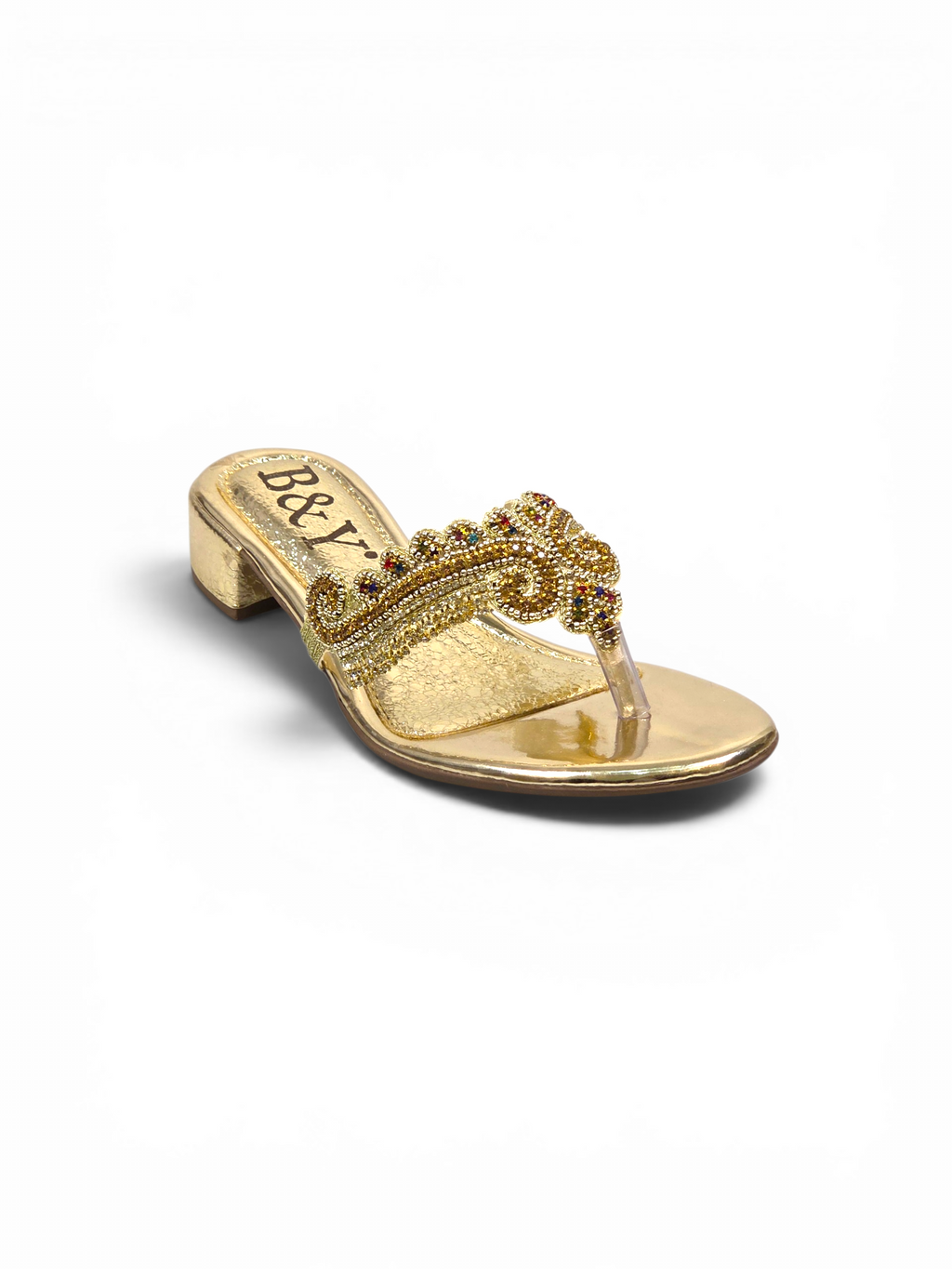 Chinelo 3047 Dourado Colorido Salto Bloco